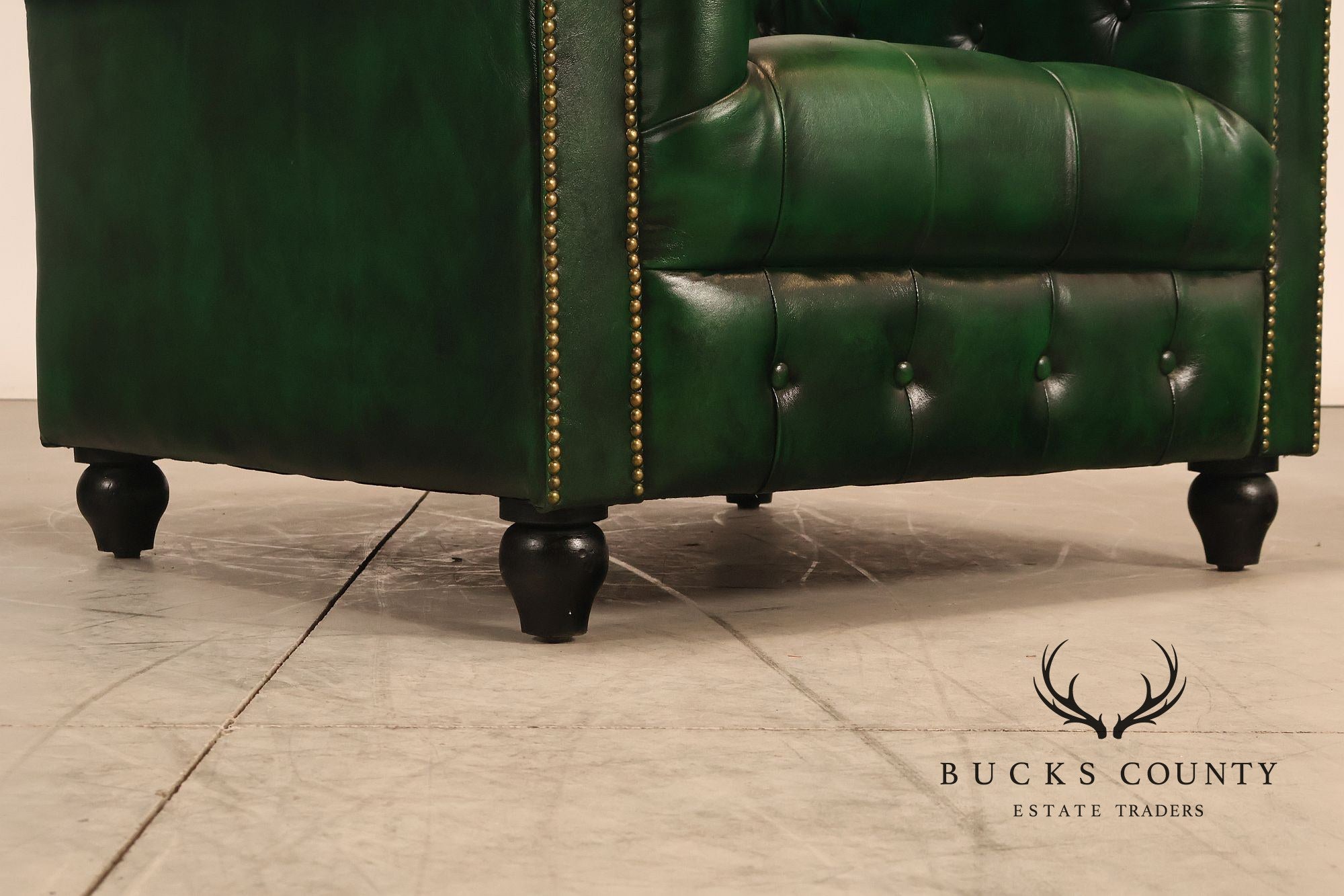 Chesterfield Style Polo Green Tufted Leather Club Chair