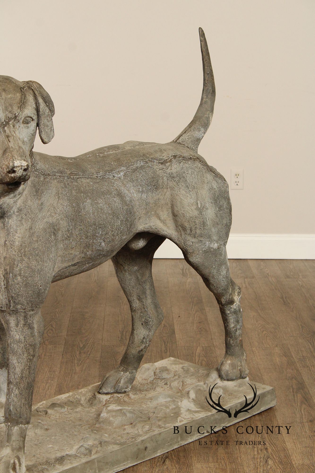 Antique J.W. Fiske Zinc Morley's Dog Statue