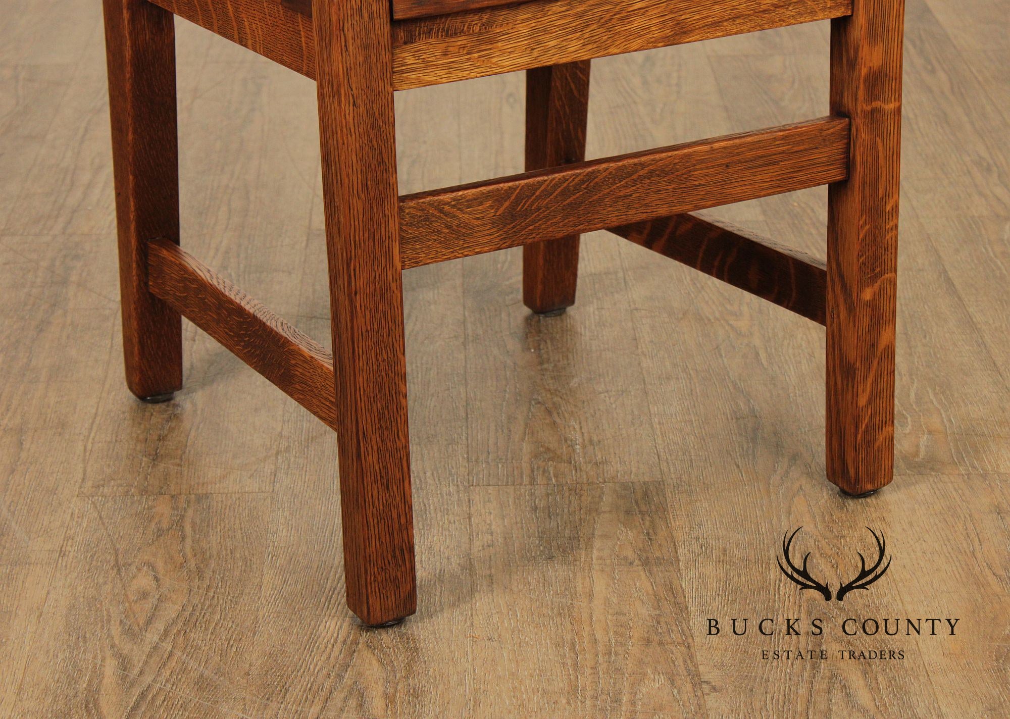 Antique Mission Oak Set of Five Dining Side Chairs
