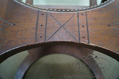 Unusual Antique Aesthetic Walnut Leather Seat X Frame Arm Chair