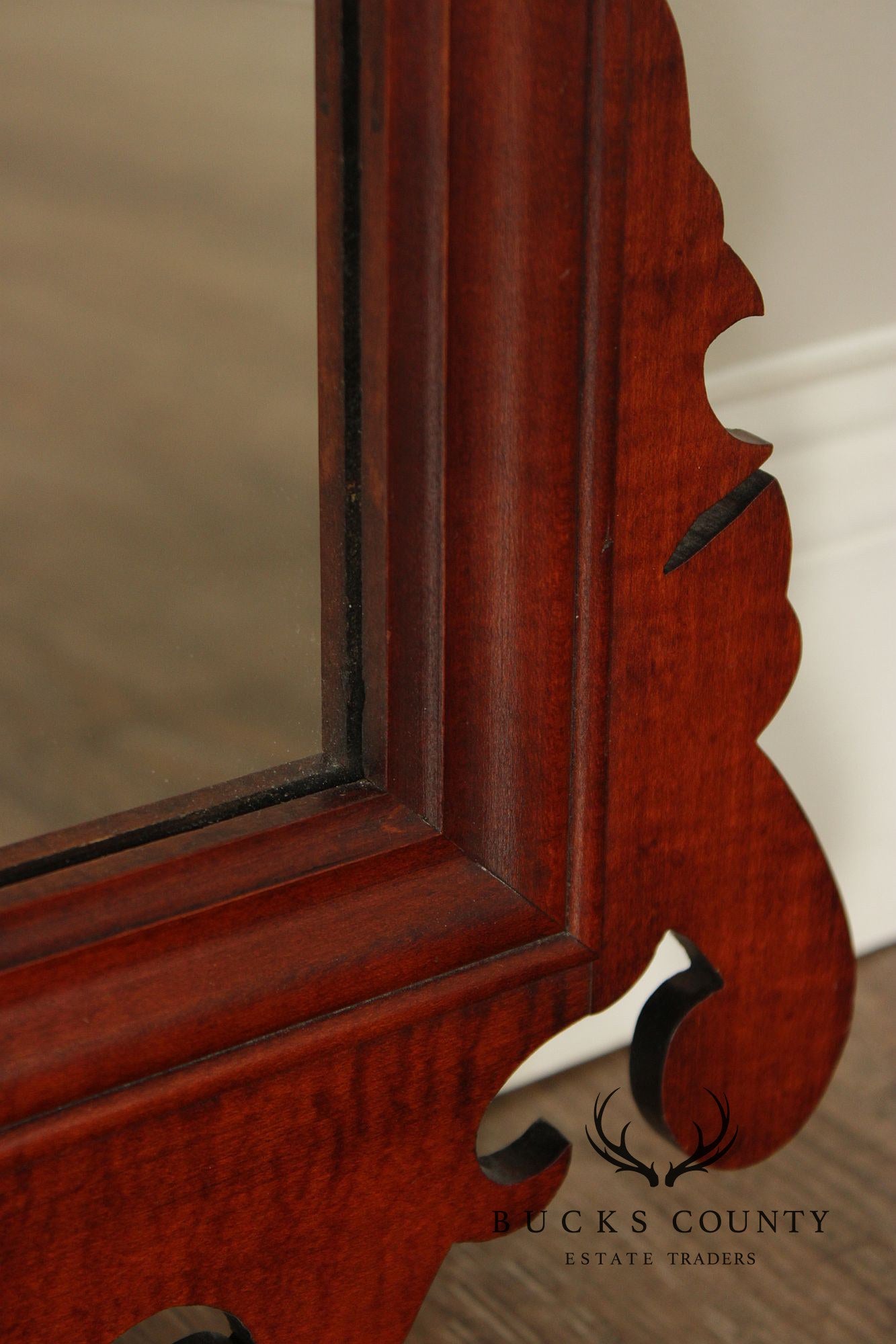 J.L. Treharn Chippendale Style Tiger Maple Wall Mirror