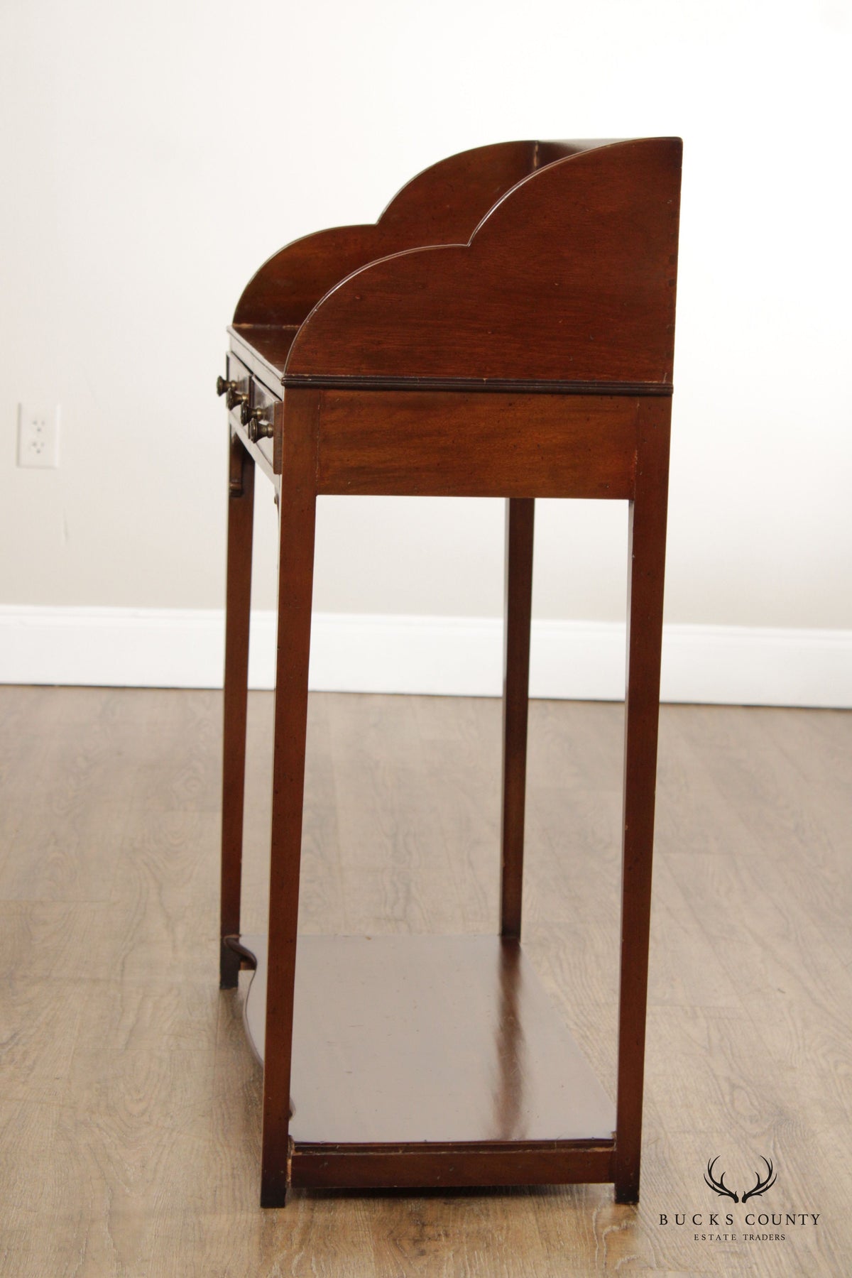 Georgian Style Mahogany Two-Drawer Server Console Table With Gallery