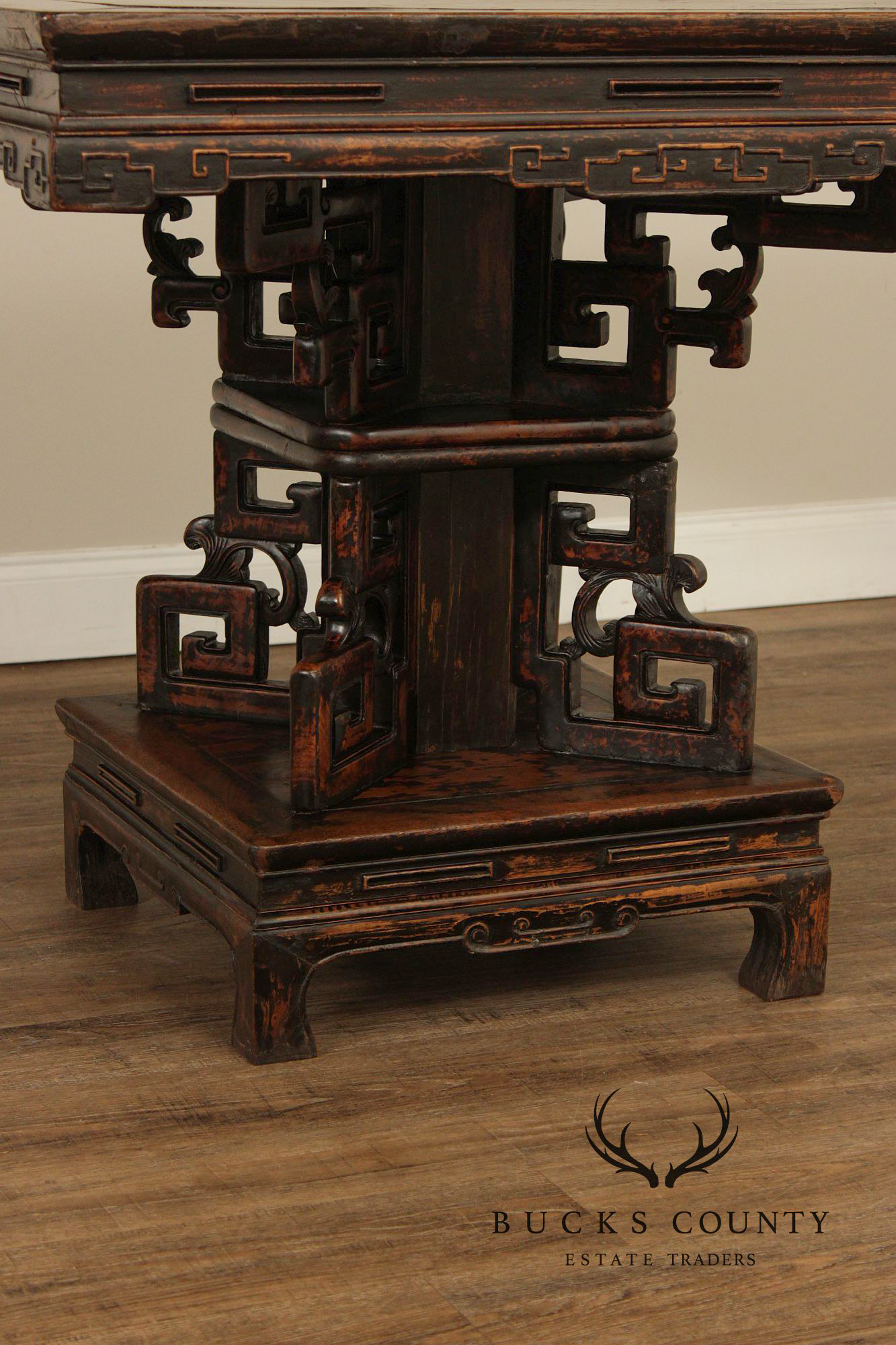 Antique Chinese Carved Pedestal Table