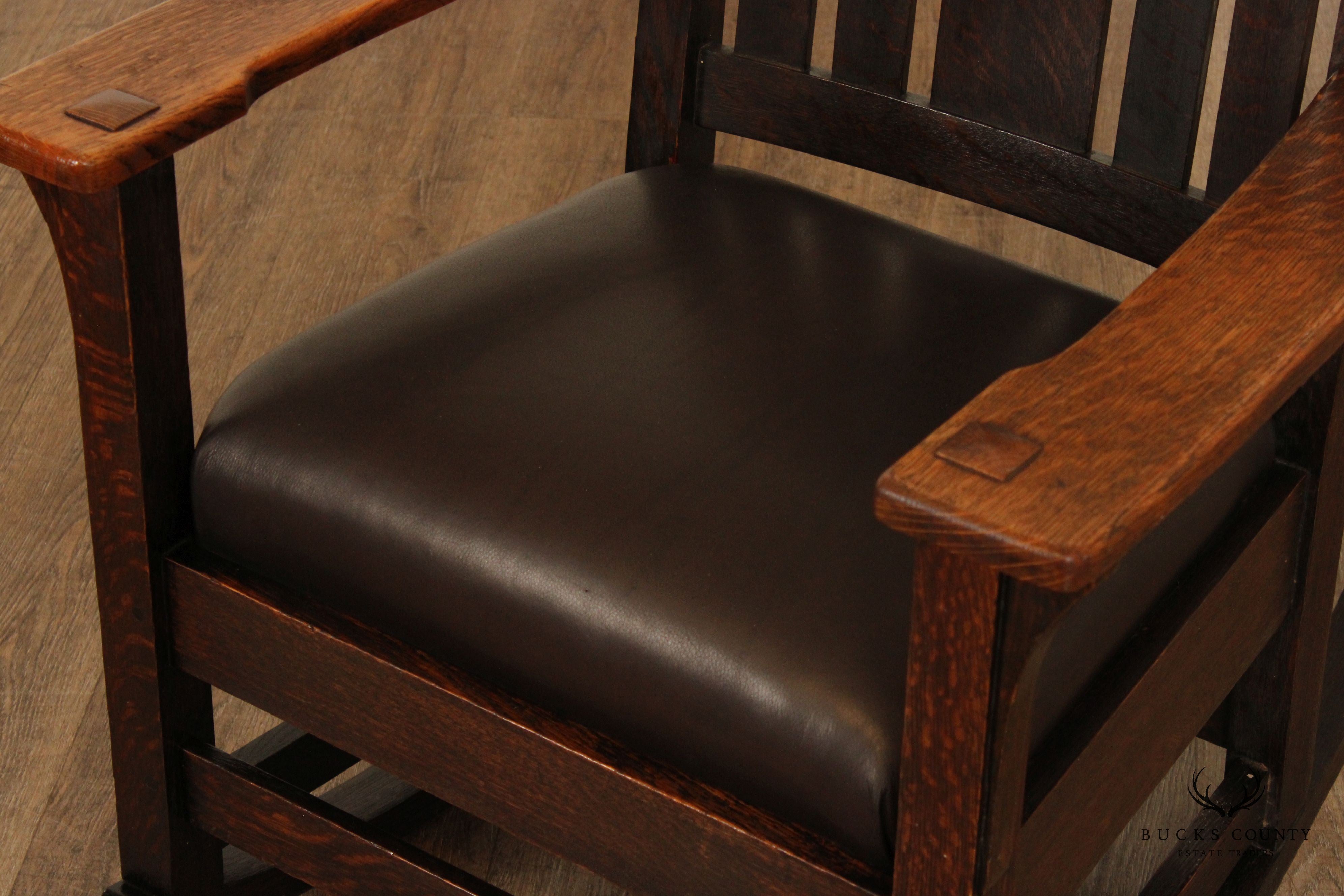 Antique Mission Oak and Leather Rocker