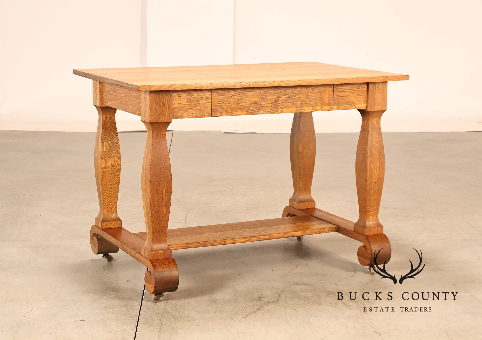 Empire Style Antique Oak Library Table