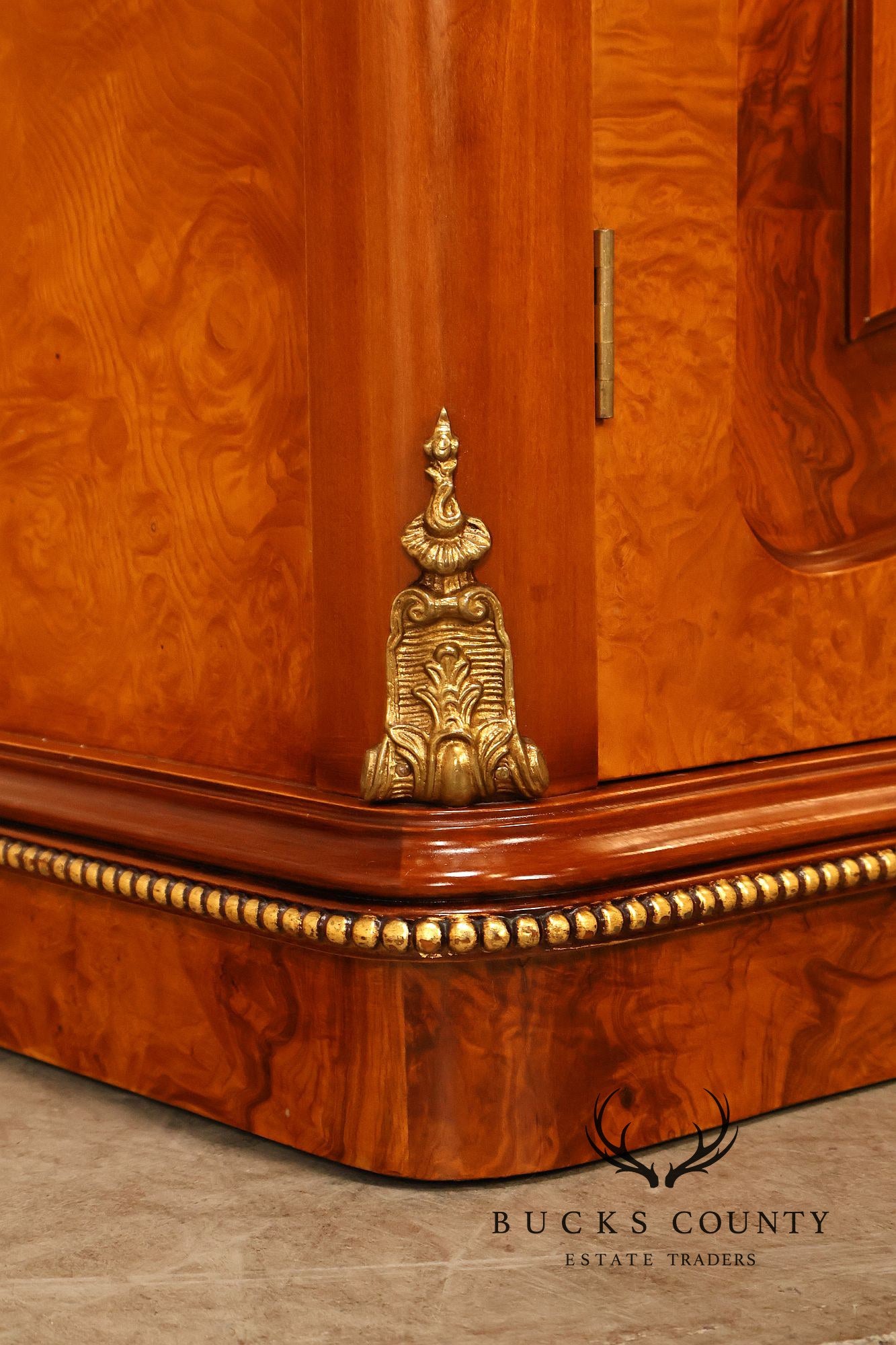 French Louis XV Style Burl Walnut Linen Closet Armoire