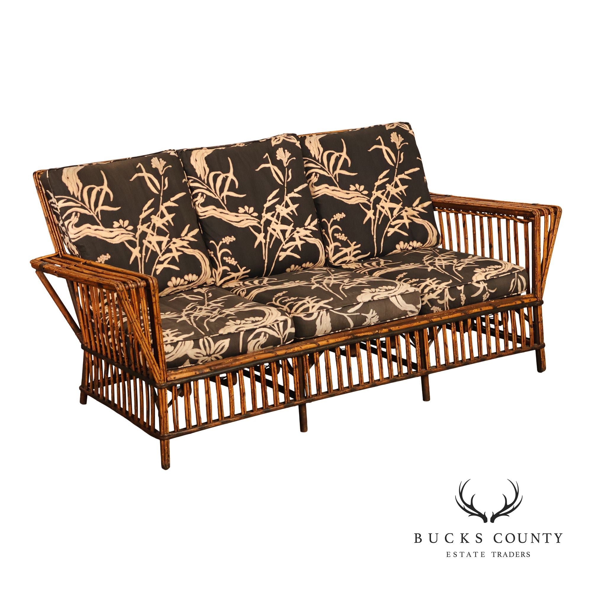 Antique Split Reed Rattan Sofa