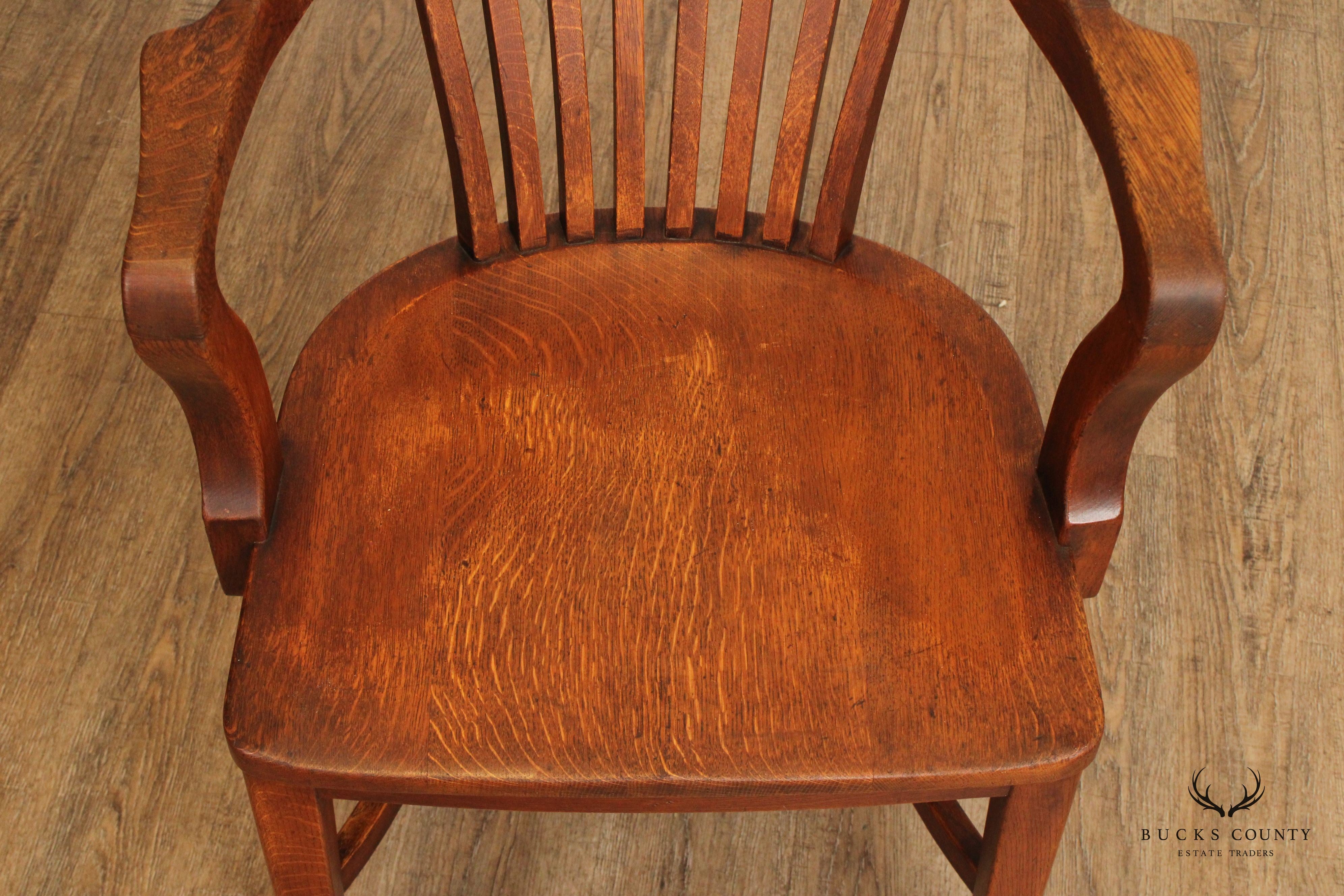 Antique Oak Bank Of England Armchair