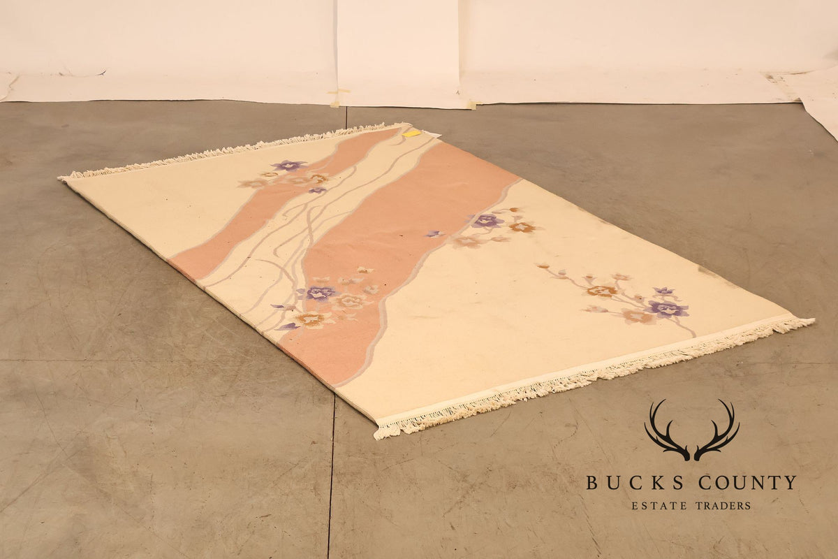 Hand Woven Chinese Art Deco Floral Wool 6x9 Area Rug