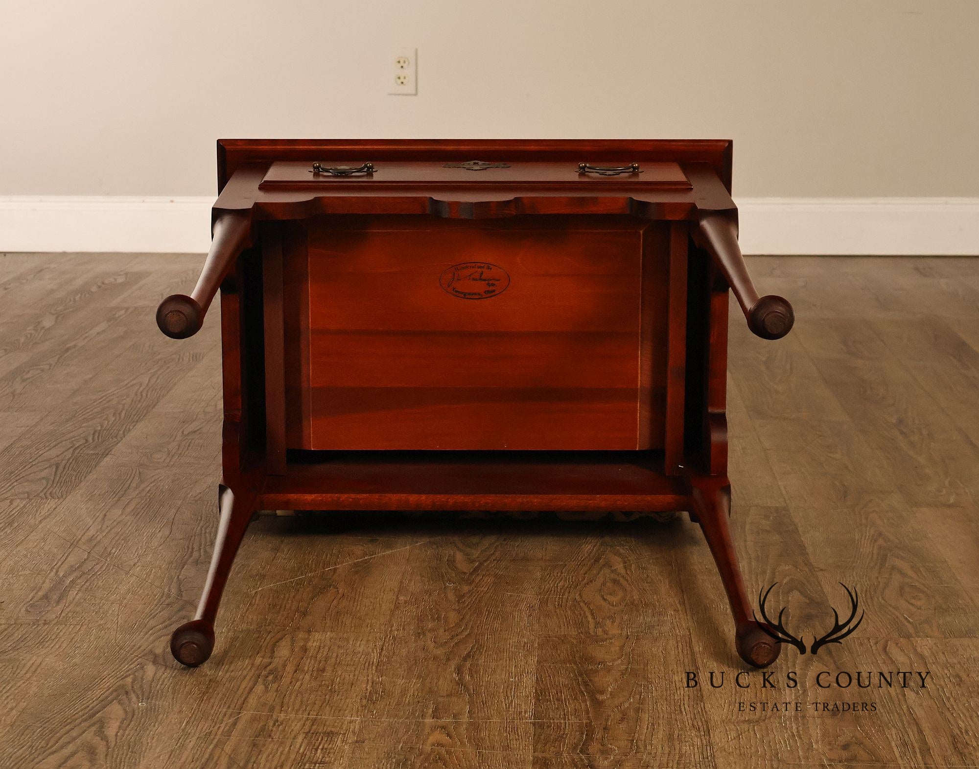 J.L. Treharn Colonial Revival Cherry One Drawer Console Table