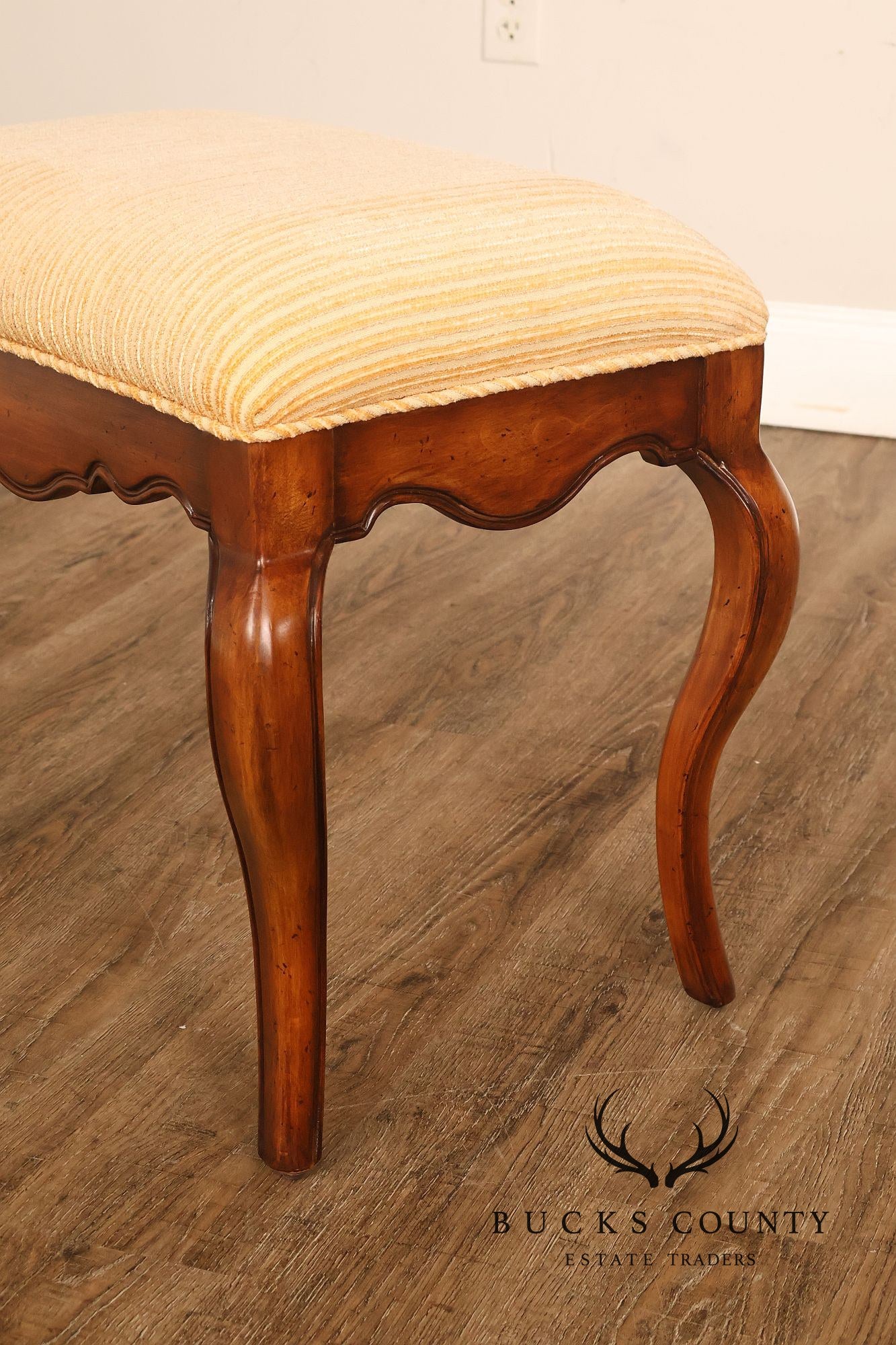 French Louis XV Style Carved Wood Vanity Stool