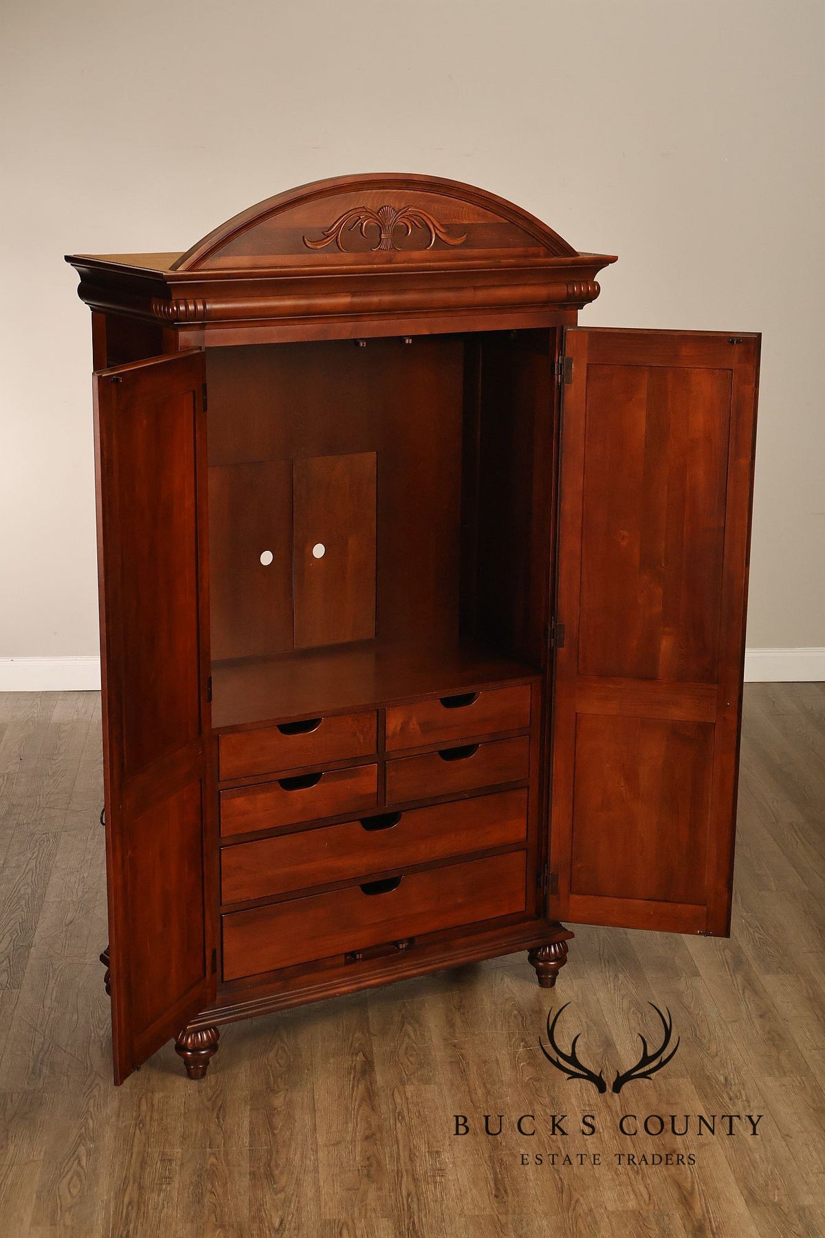 Ethan Allen 'British Classics' Carved Maple And Birch Armoire