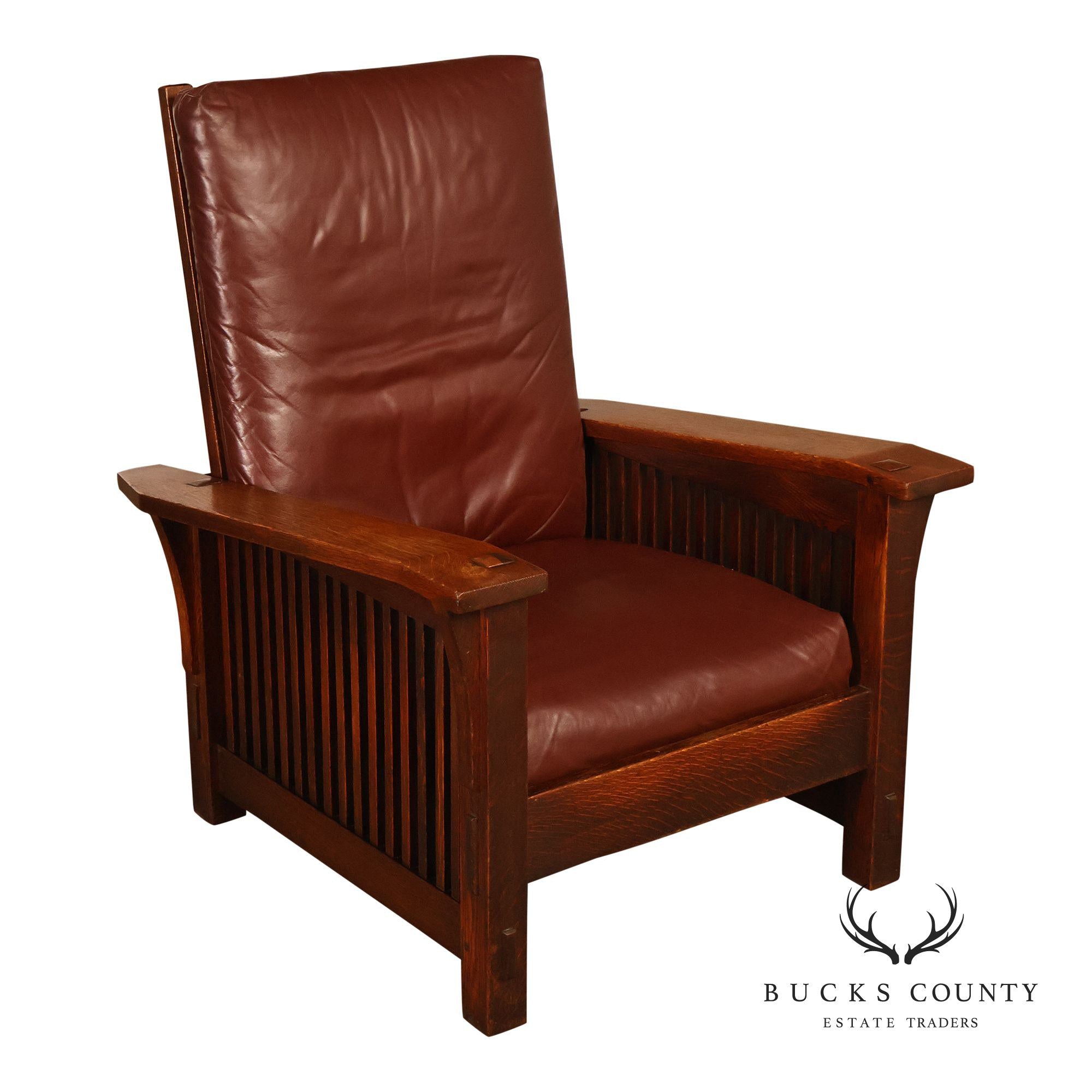 Antique Gustav Stickley No. 369 Mission Oak Reclining Morris Chair