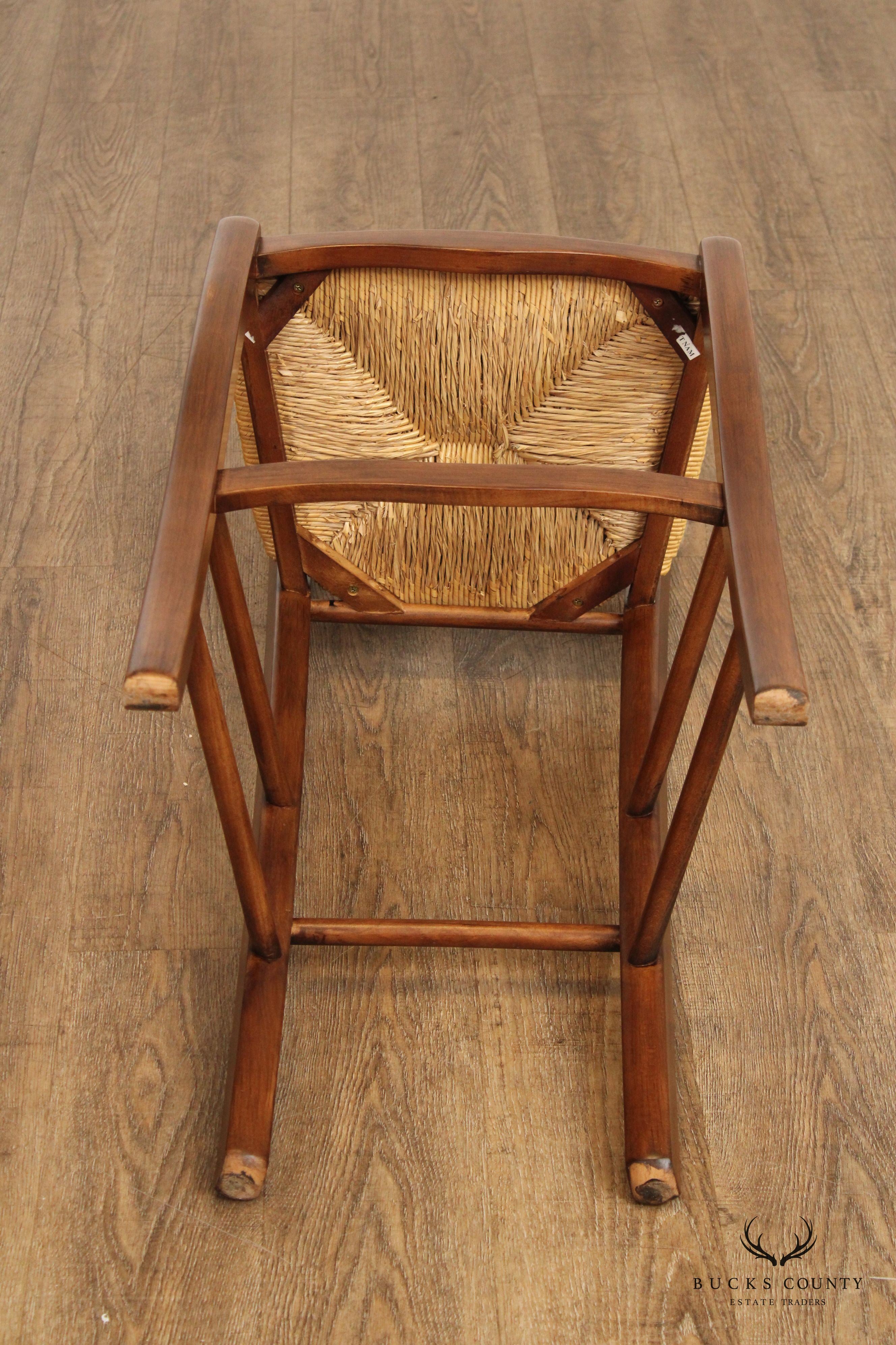 Ballard Designs 'LeMans' French Country Style Pair of Rush Seat Bar Stools