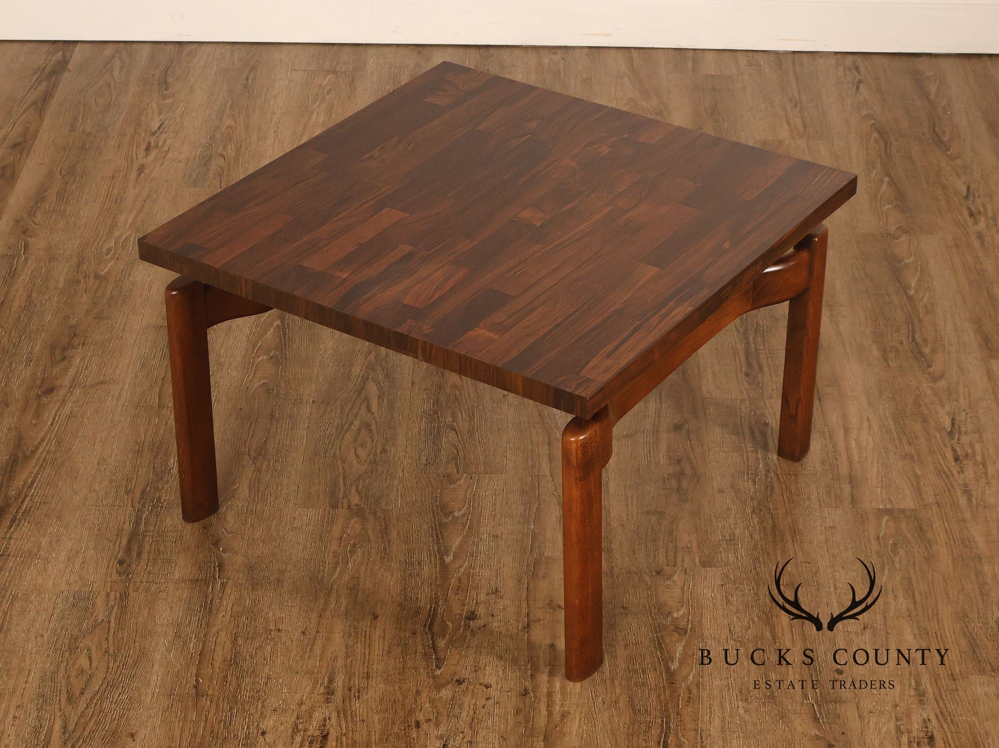 Danish Modern Vintage Square Laminate Top Teak End Table