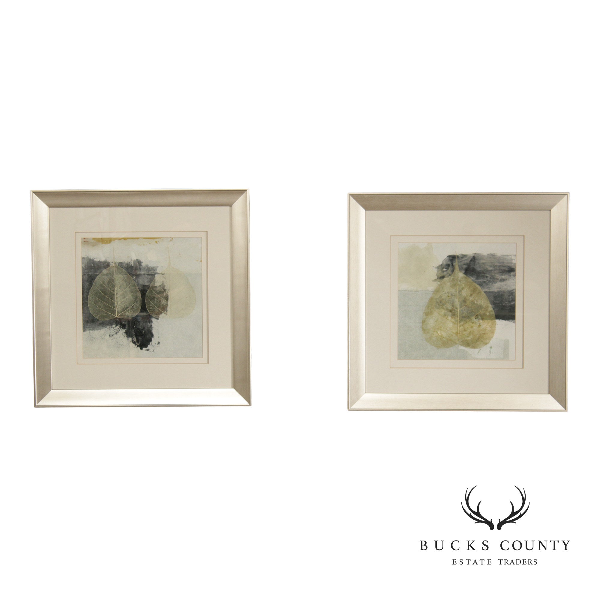 Elena Ray Pair of Botanical Prints, 'Wabi-Sabi Bodhi Leaf Collage 3' and 'Wabi-Sabi Bodhi Leaf Collage 4'