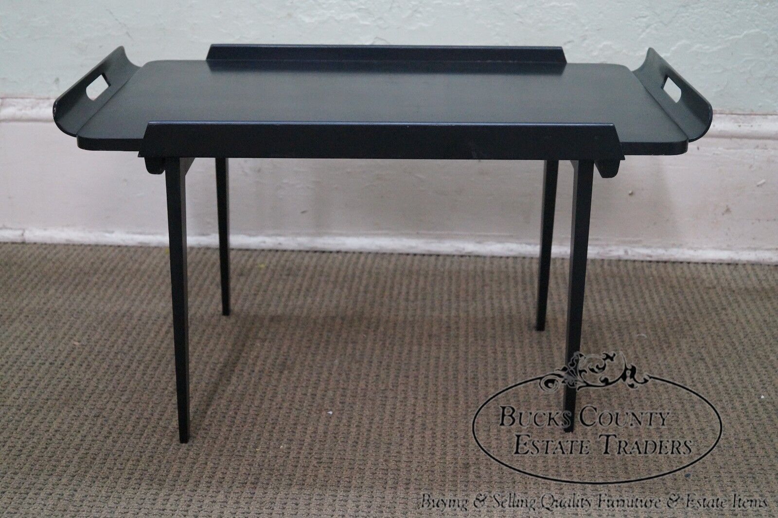 Italian Mid Century Modern Black Ebonized X Form Server Bar Cart