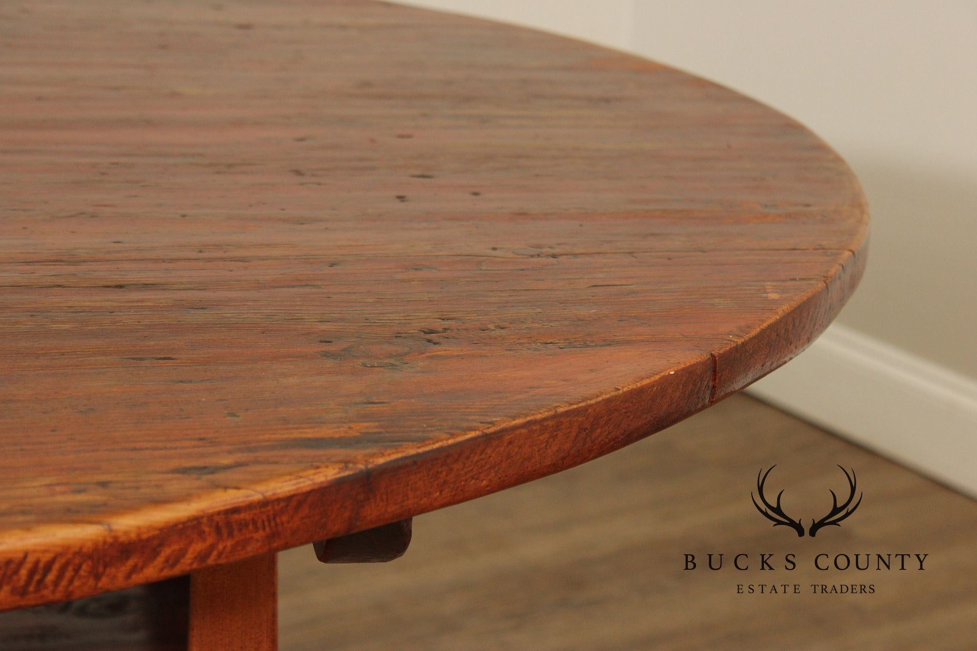 Antique Softwood Round Tilt Top Bench Dining Table