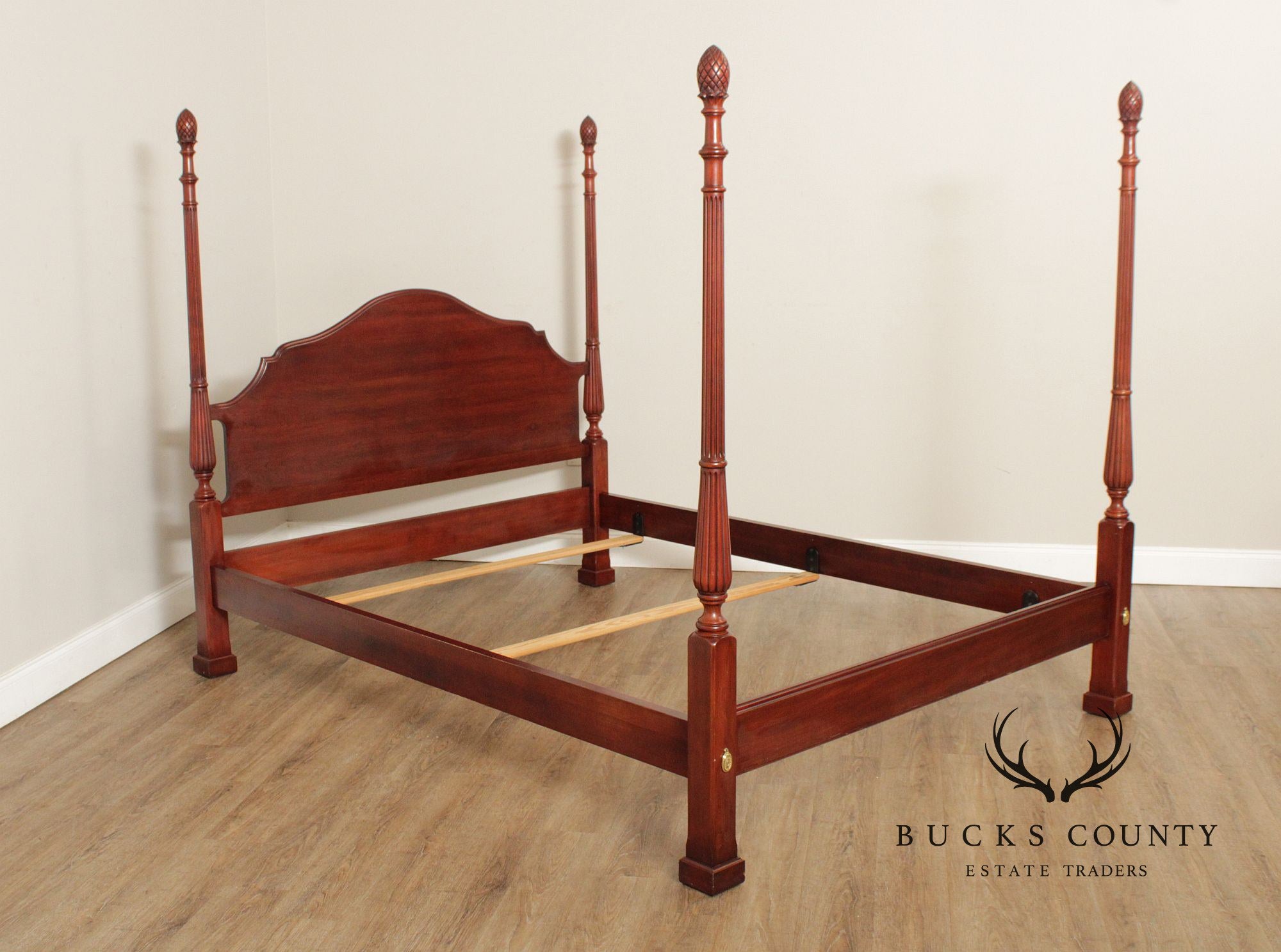 Henkel Harris Carved Black Cherry Queen Poster Bed