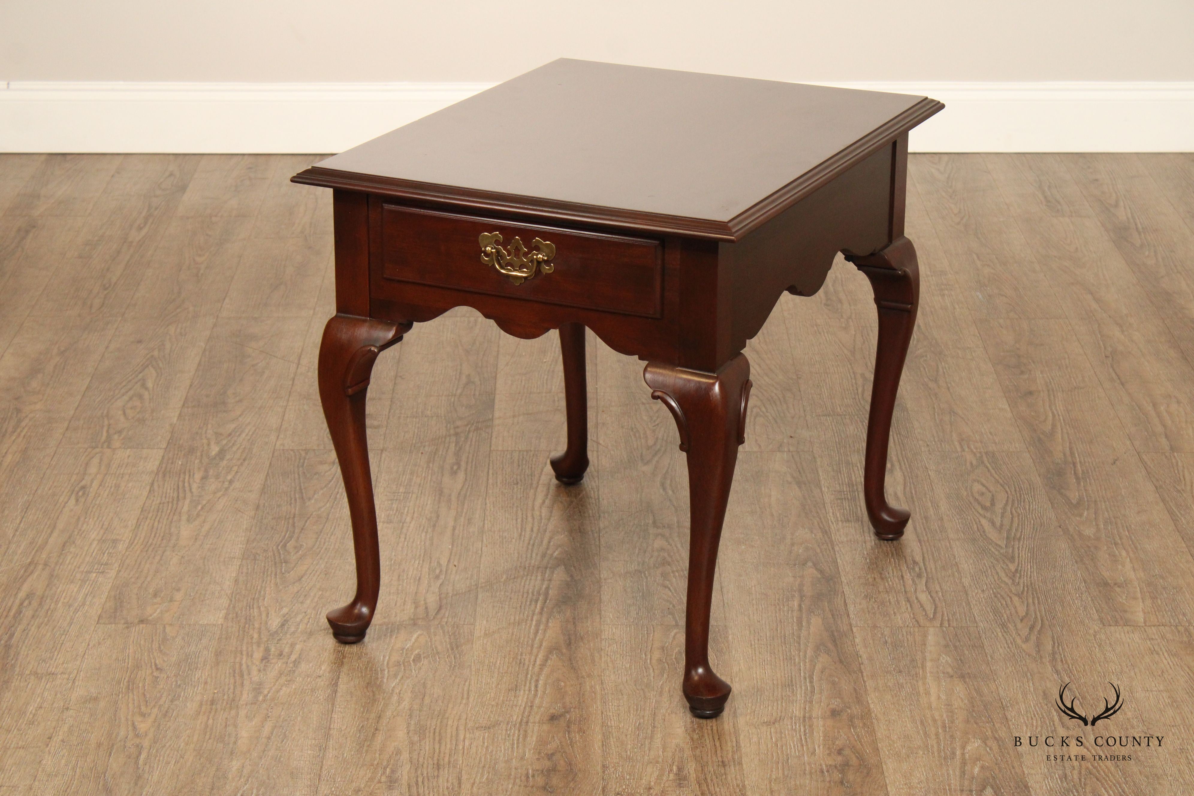 ETHAN ALLEN 'GEORGIAN COURT' QUEEN ANNE STYLE CHERRY END TABLE