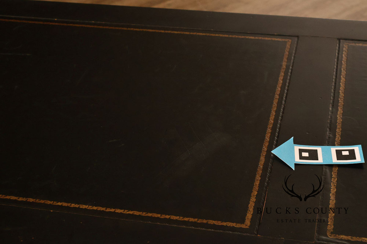 Century Furniture Ebonized And Gilt Executive Writing Desk With Leather Top