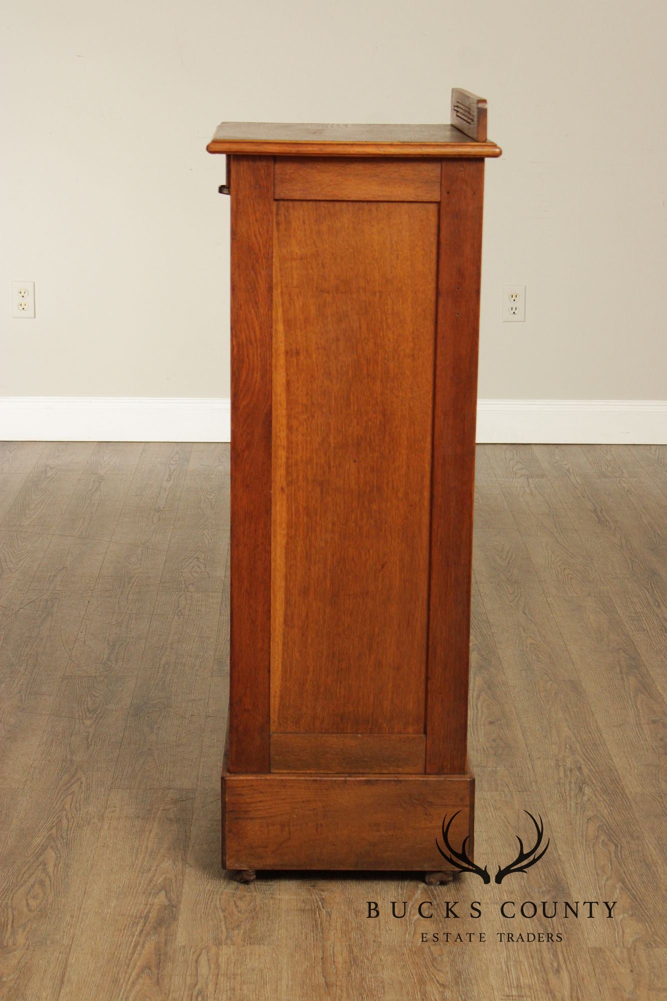 Antique Arts & Crafts Oak Tambour File Cabinet