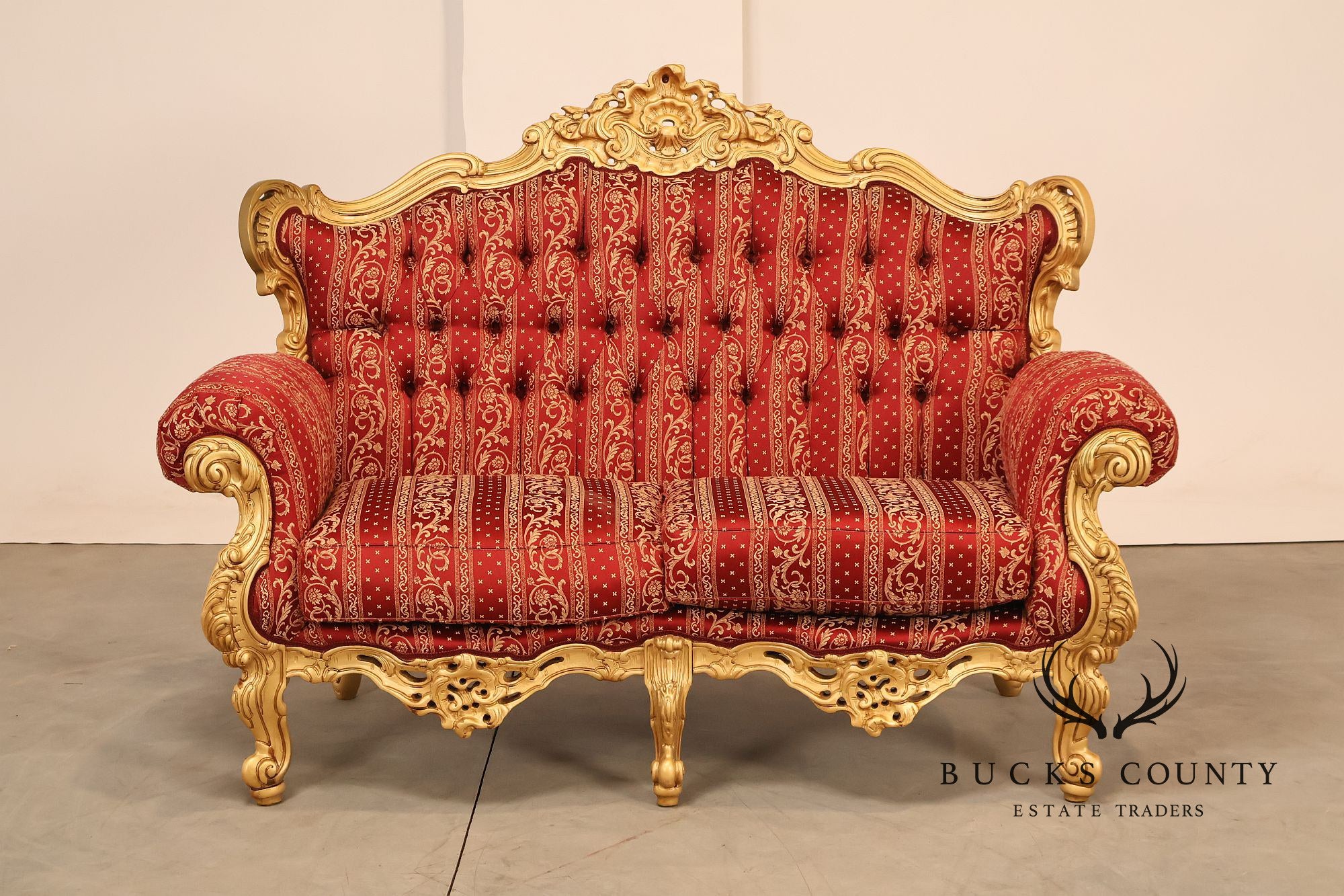 Baroque Style Giltwood Tufted Sofa
