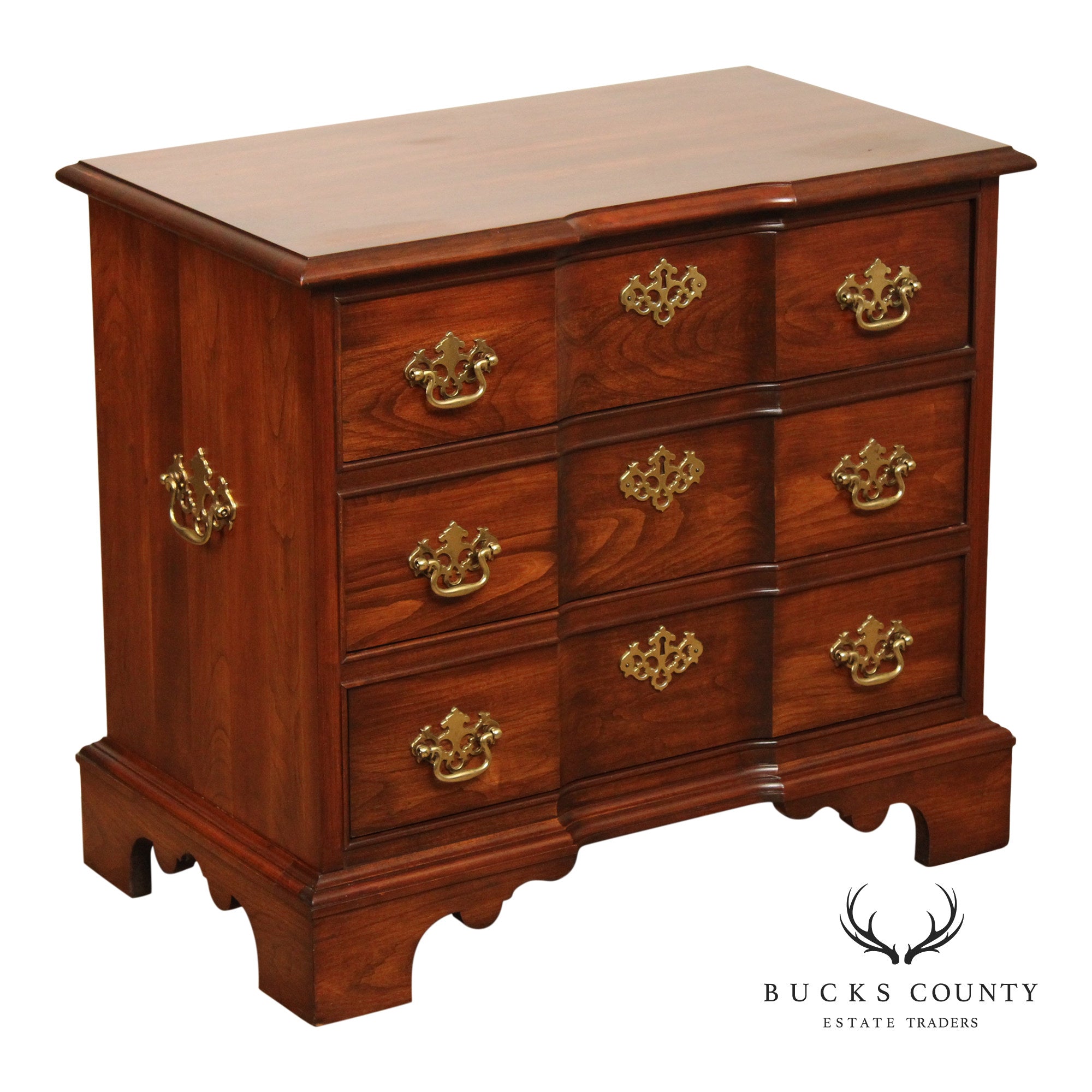 Pennsylvania House Chippendale Style Cherry Blockfront Chest Nightstand