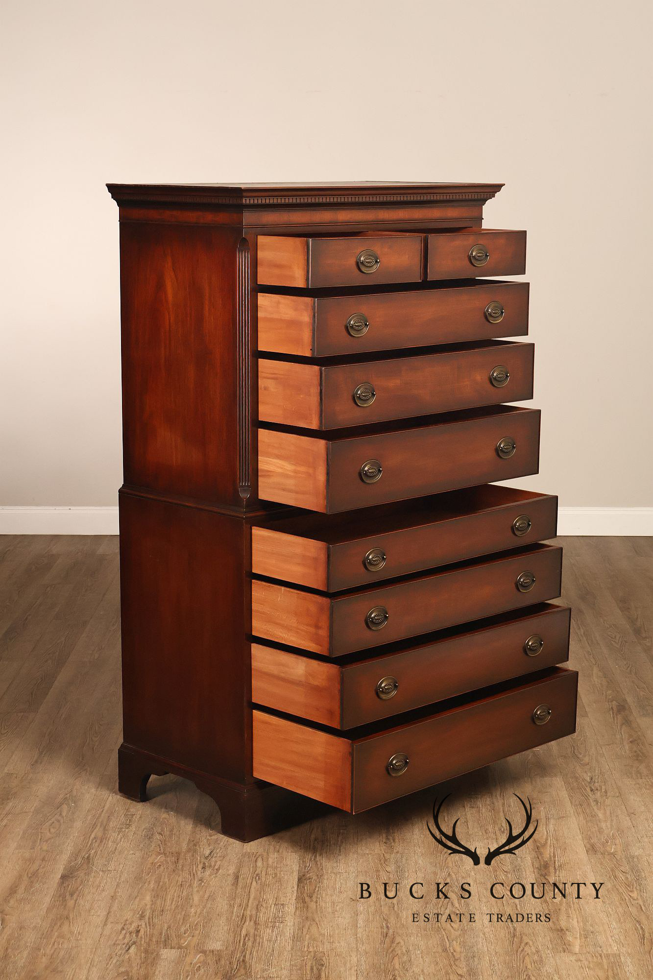 Kindel Georgian Style Mahogany Chest on Chest