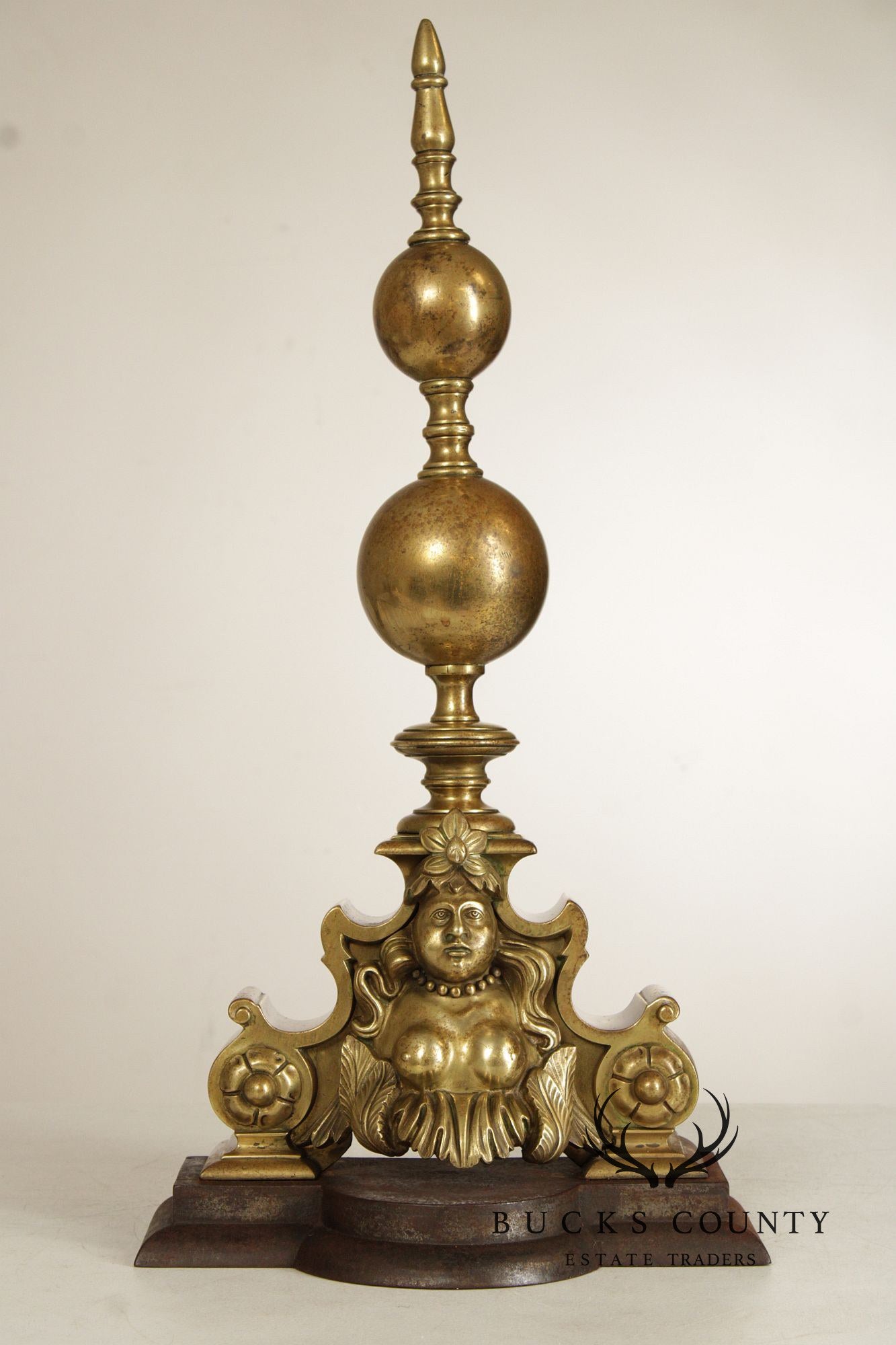 French Louis XIV Style Pair of Brass Figural 'Marmouset' Andirons