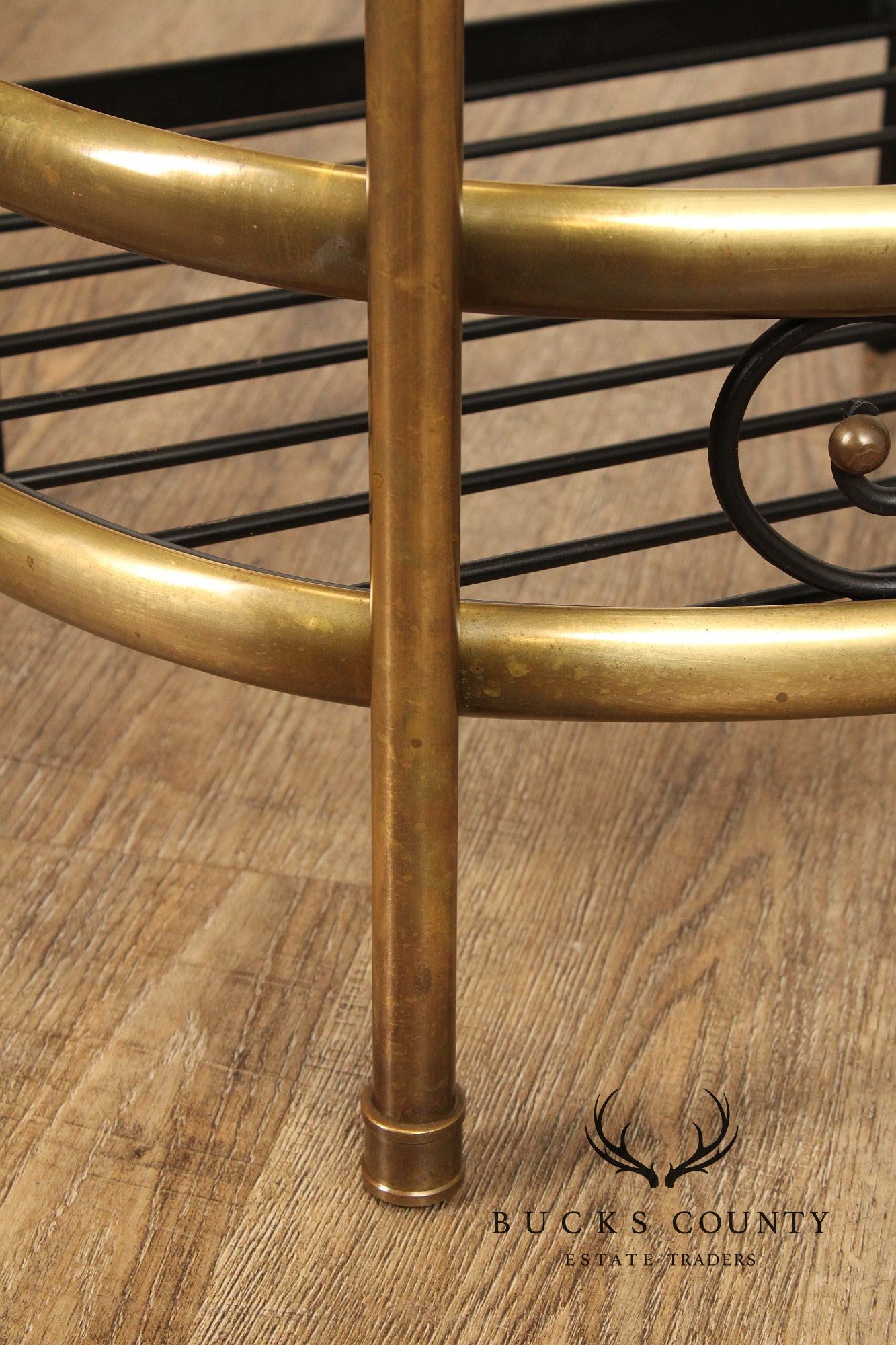 French Country Style Wrought Iron And Brass Baker's Rack