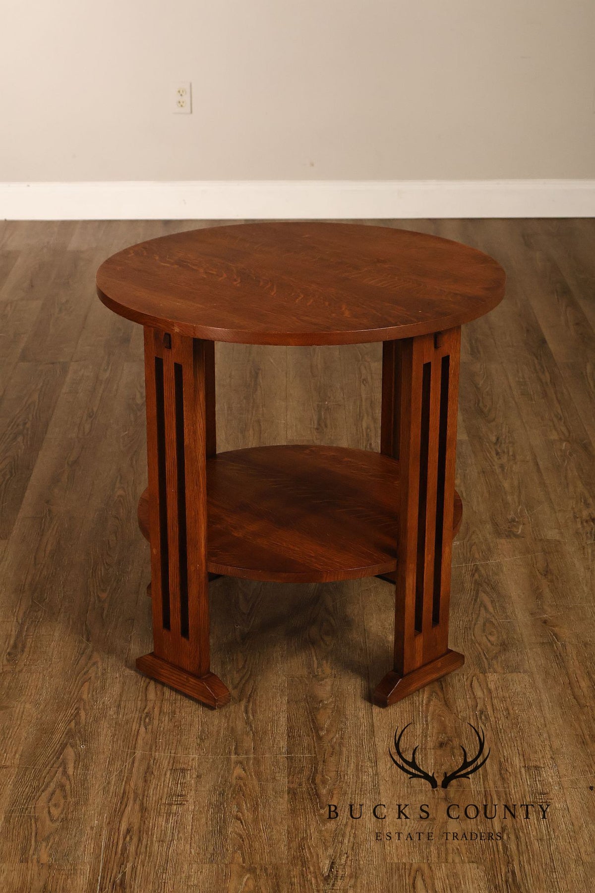 Stickley Mission Collection Oak Round Lamp Table