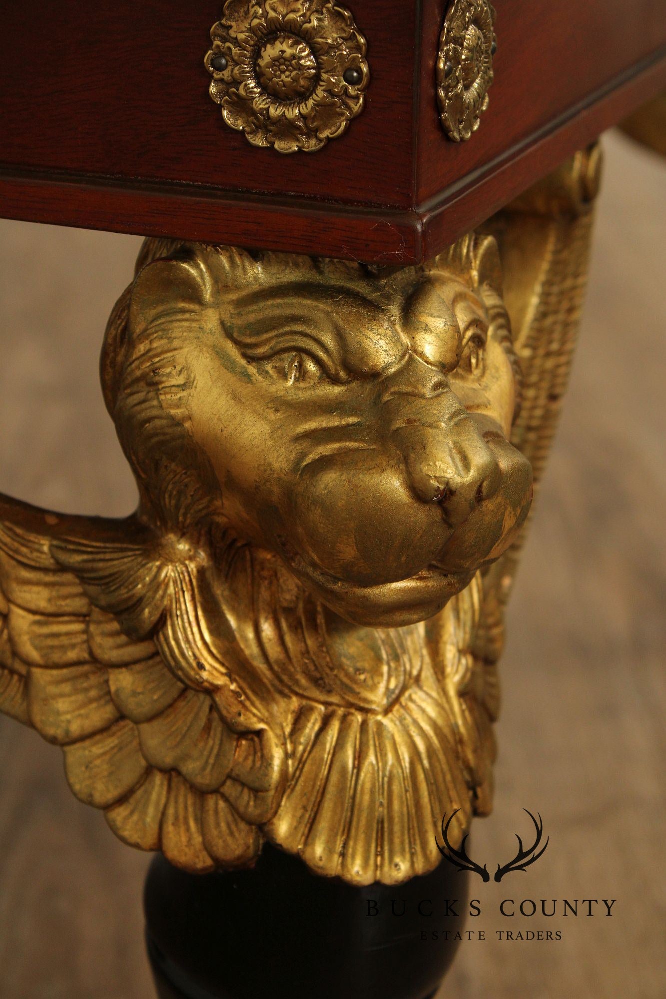 Kindel Empire Style Partial Gilt Carved Mahogany Coffee Table