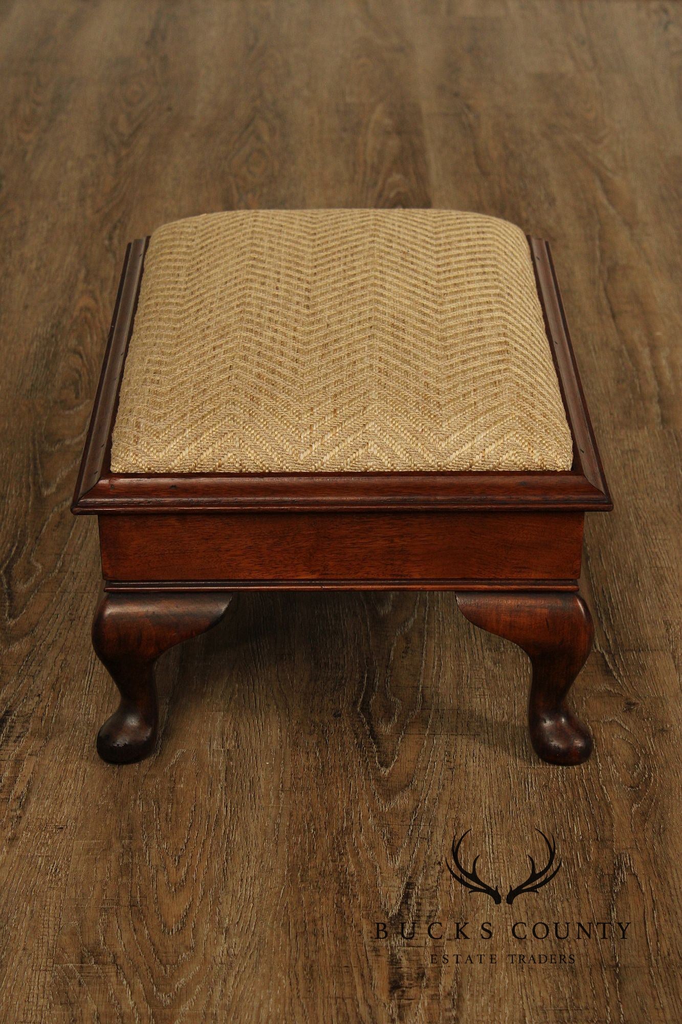 Vintage Mahogany Queen Anne Style Footstool