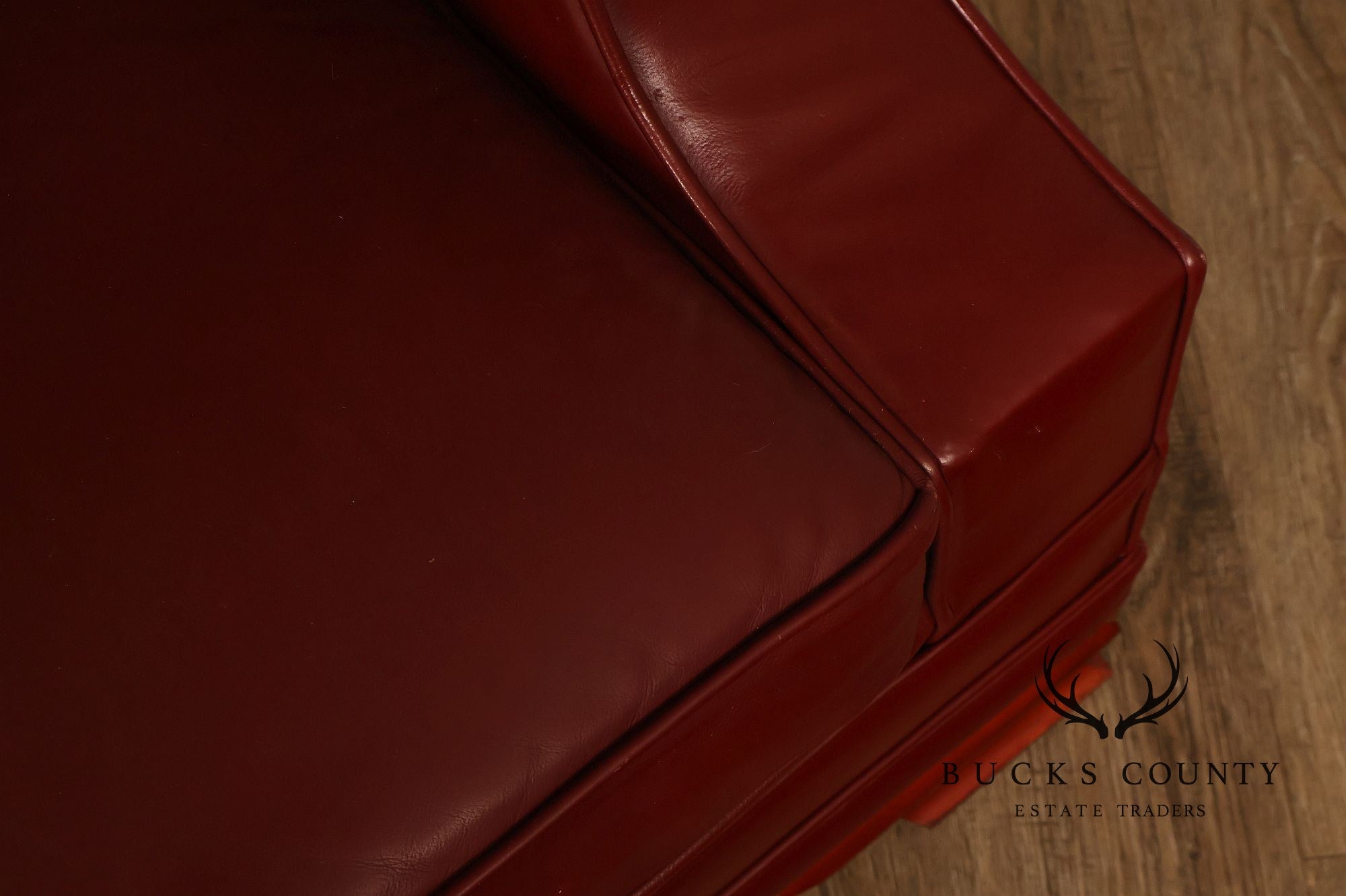 Kindel Vintage Camelback Back Leather Three Cushion Sofa