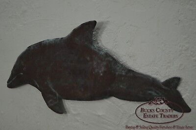 Hammered Copper Weathered Dolphin Wall Sculpture
