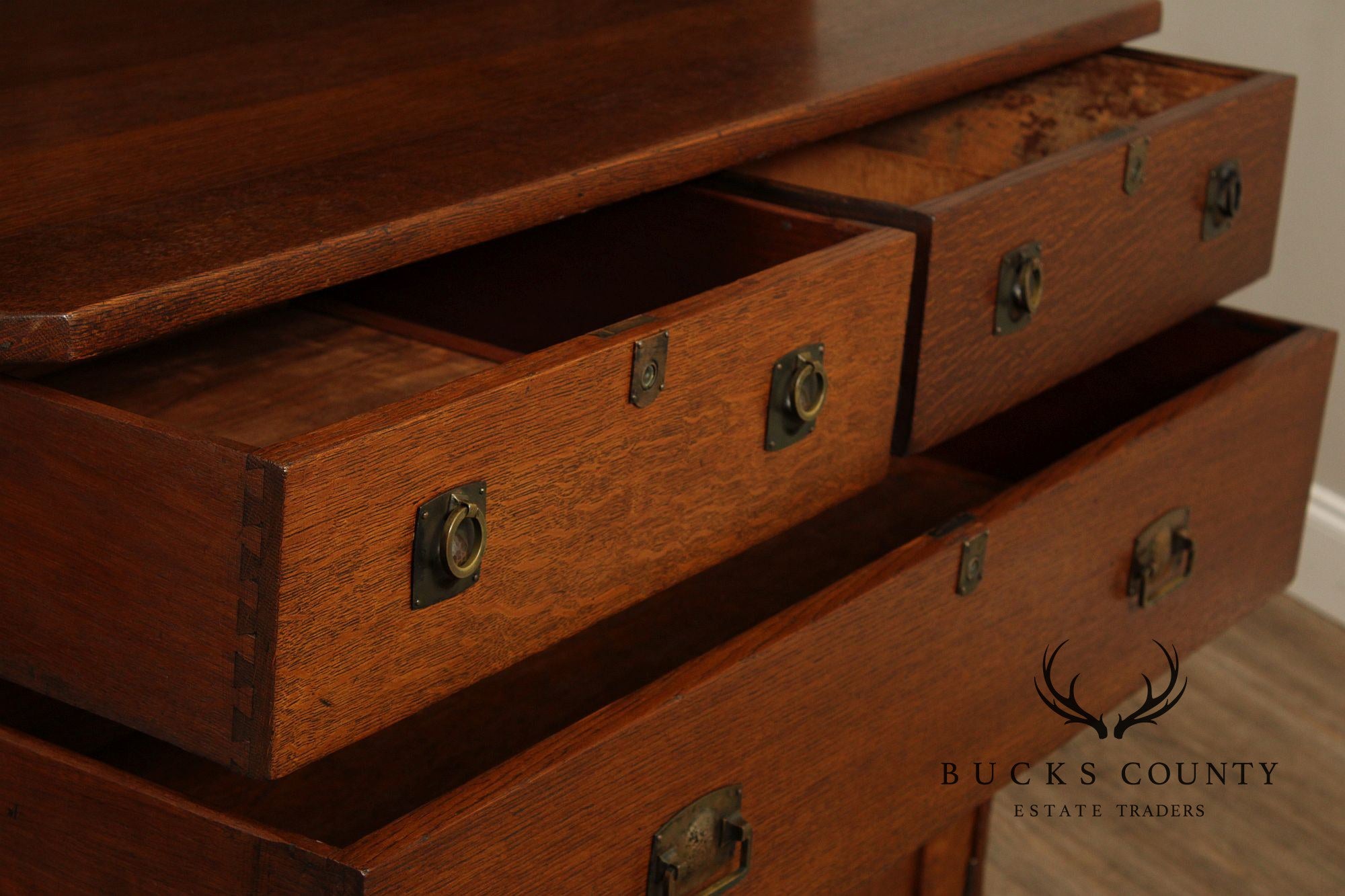 Stickley Brothers Antique Mission Oak Sideboard Hutch