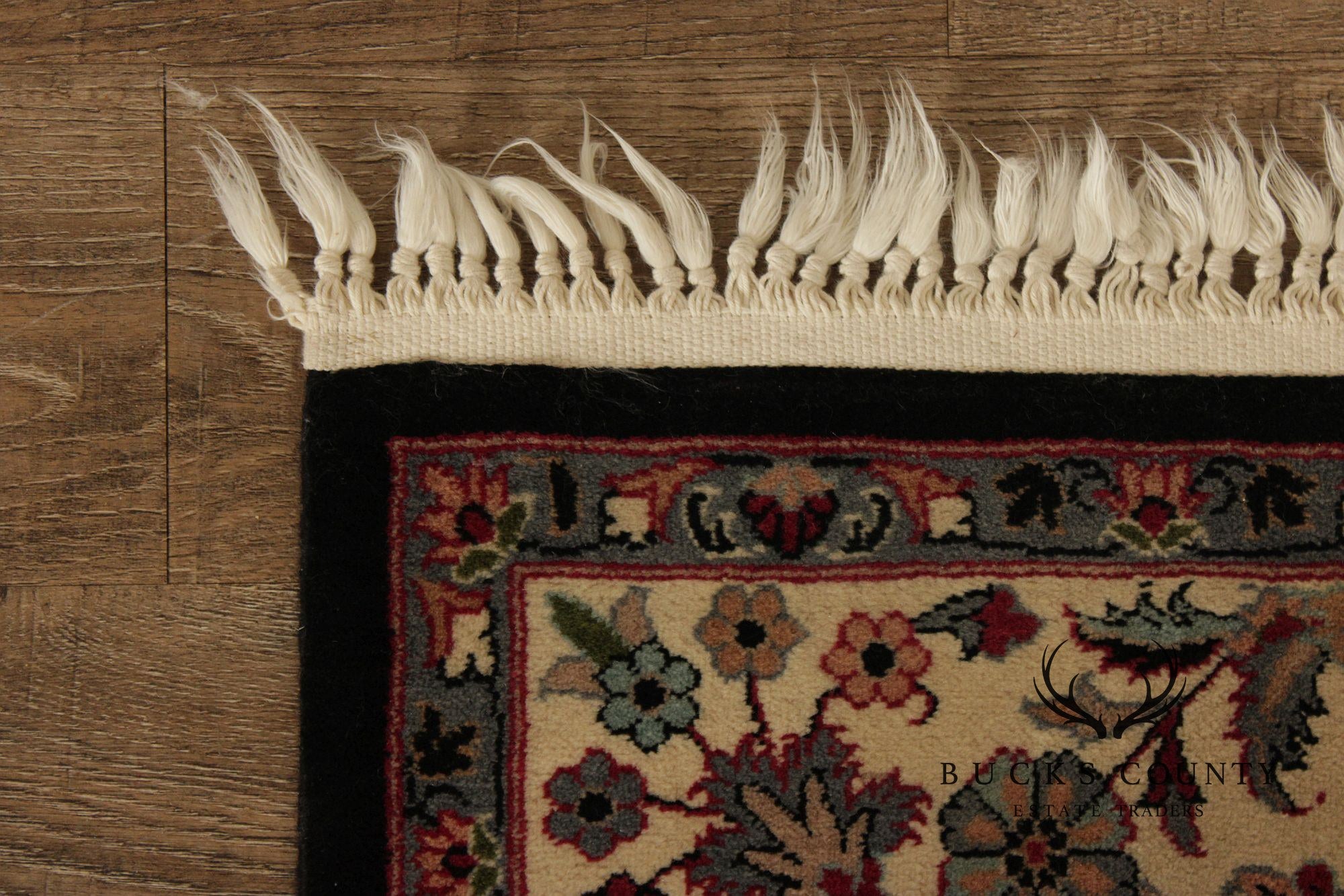 Persian Floral Medallion Style Wool Area Rug With Black Field 4.2 X 6.8