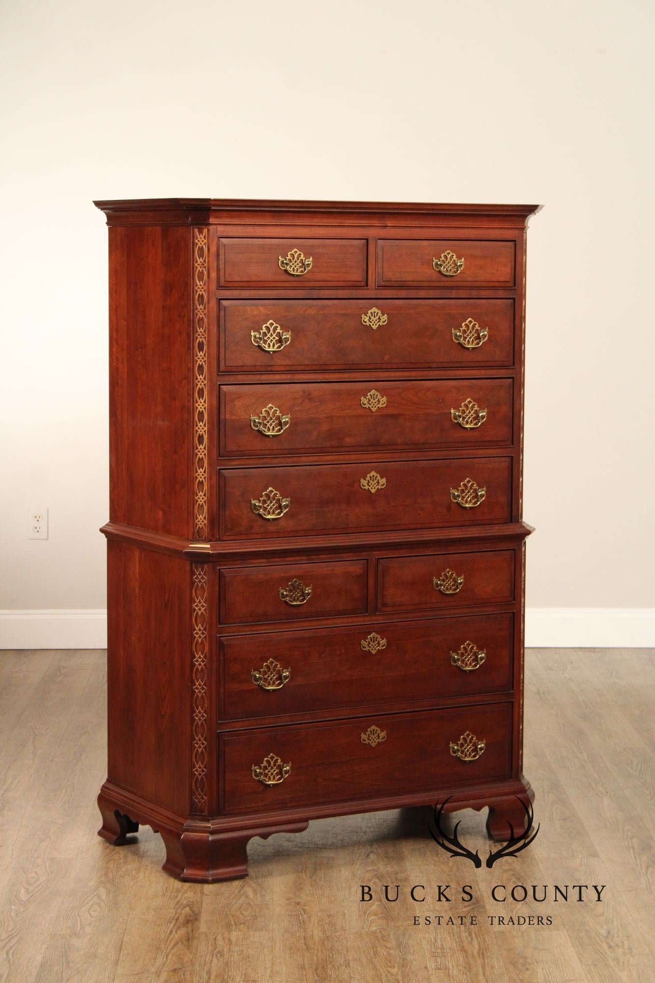 Pennsylvania House Chippendale Style Cherry Chest on Chest