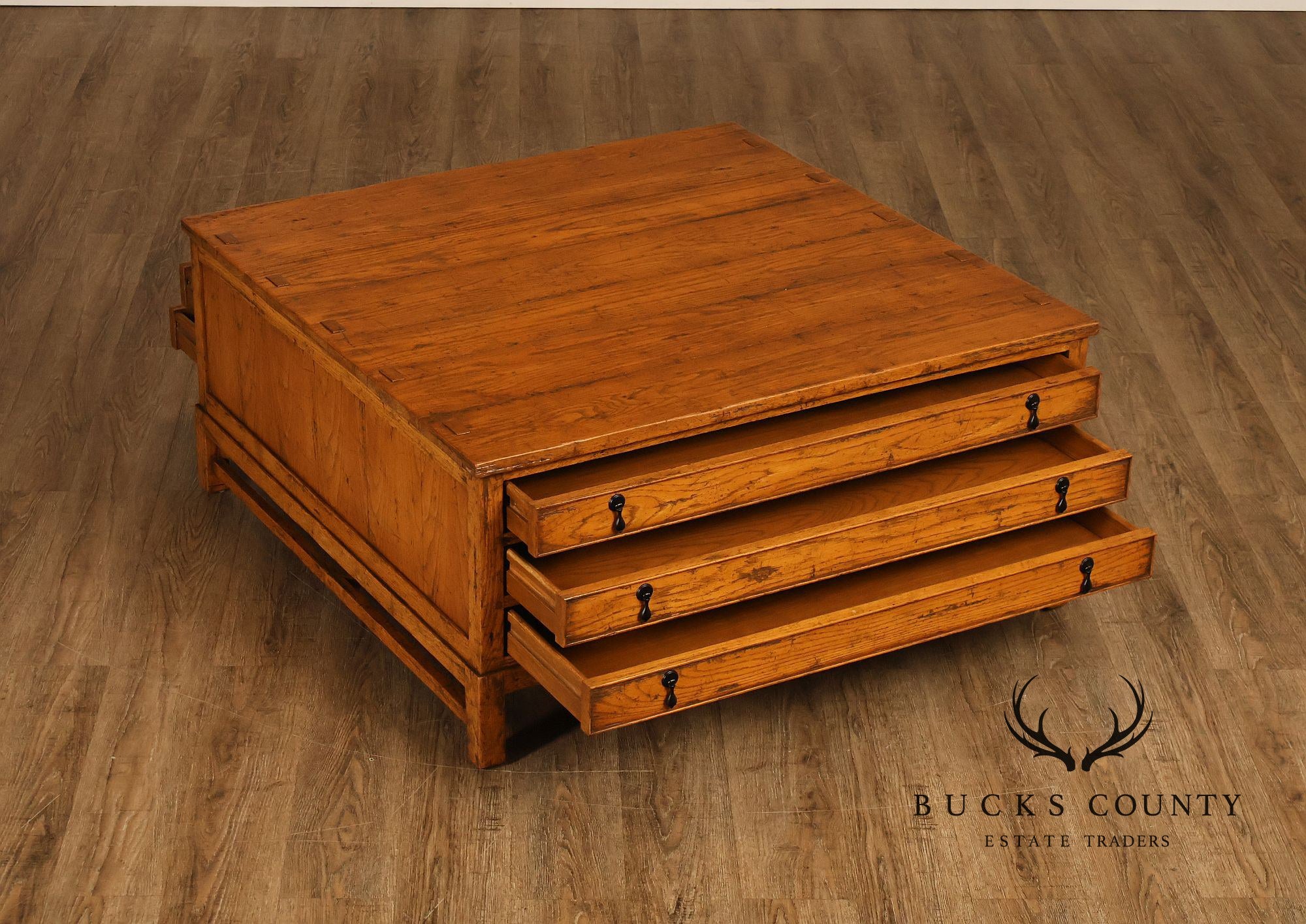Guy Chaddock Antiqued Oak Storage Coffee Table