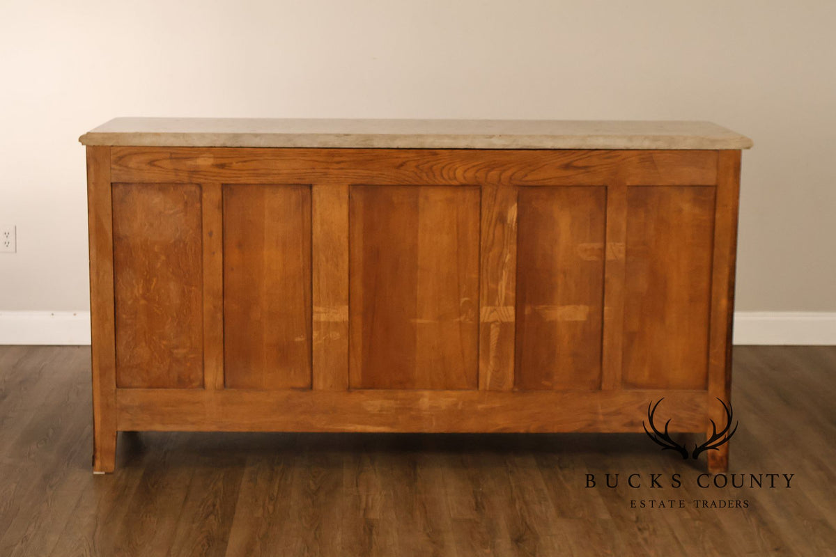 French Louis XV Style Carved Walnut Marble Top Sideboard
