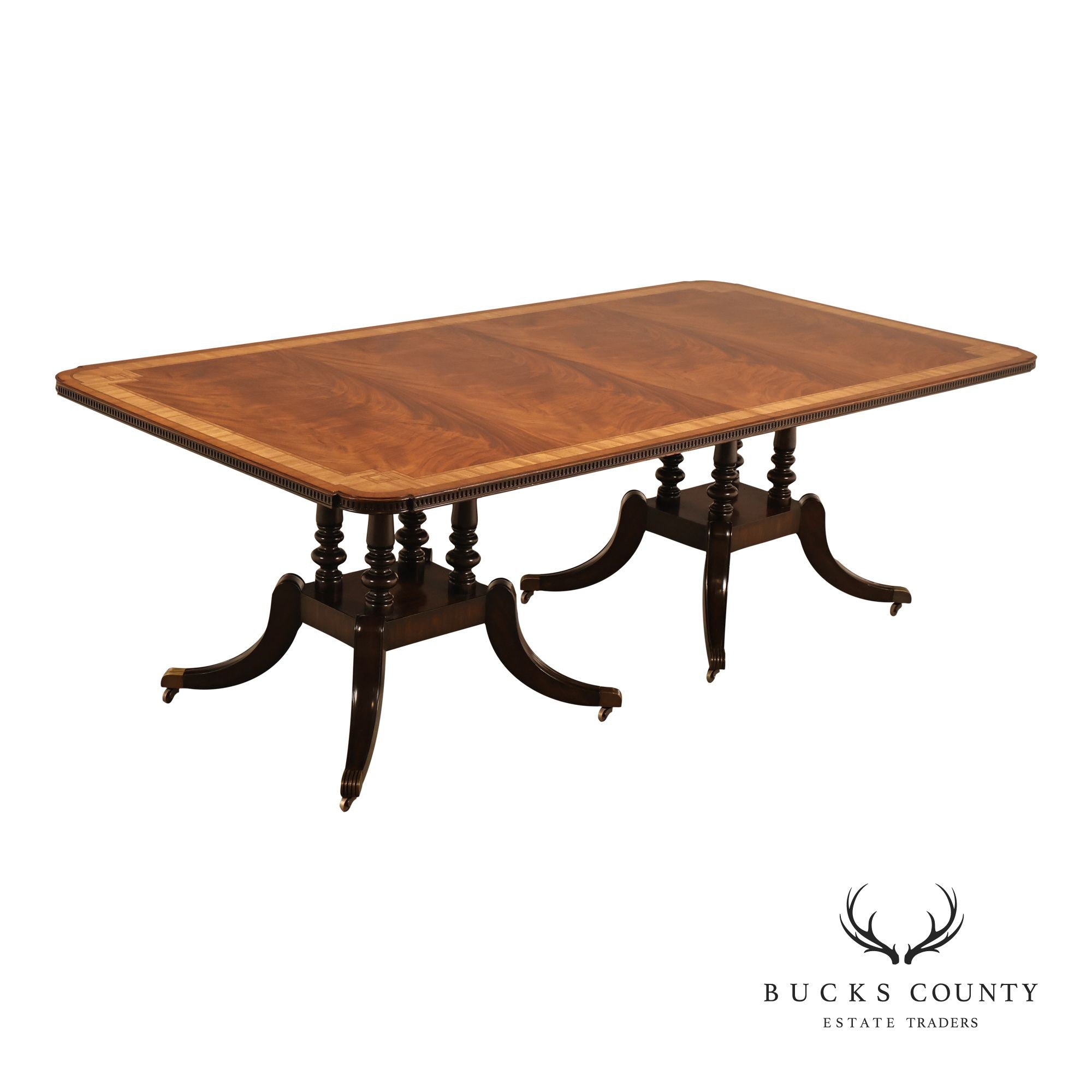 Maitland Smith Greek Key Mahogany & Satinwood Banded Dining Table