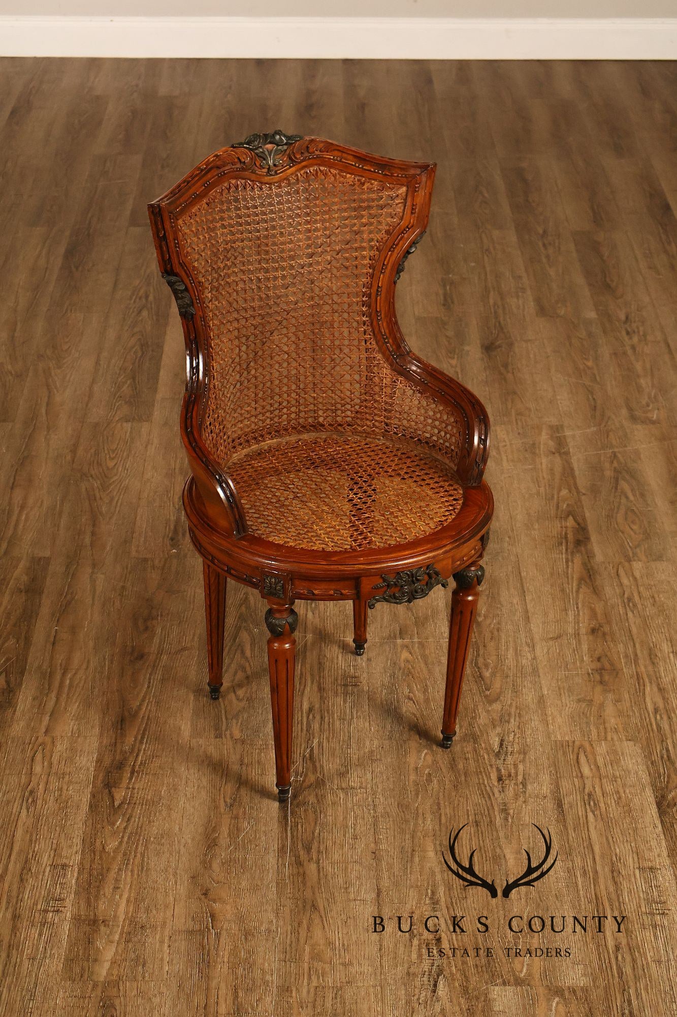 French Louis XVI Style Vintage Set Of 12 Caned Dining Chairs