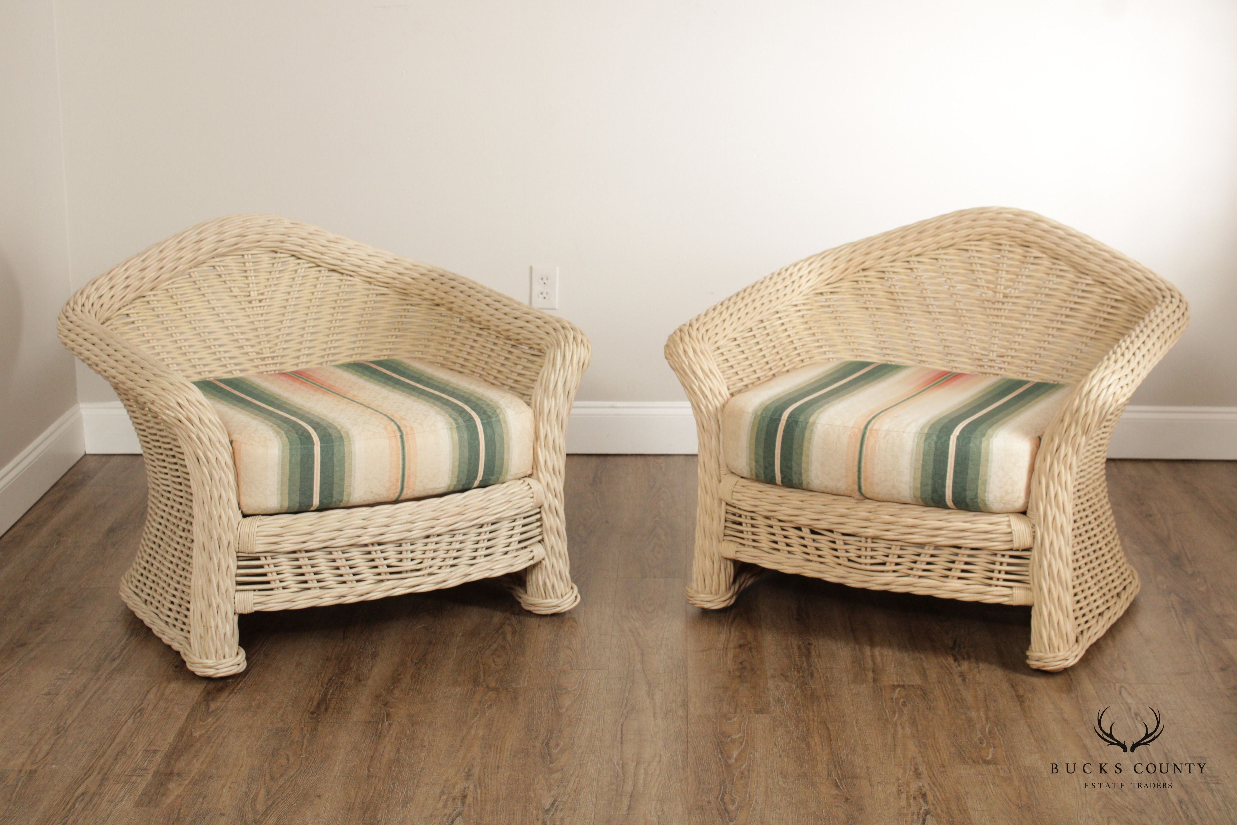 Ficks Reed Mid Vintage Pair of Wicker Lounge Chairs