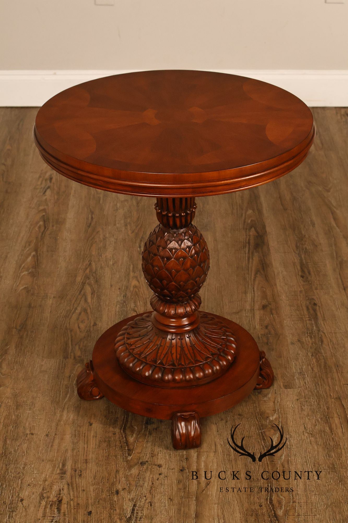 Ethan Allen Round Pineapple Pedestal Side Table