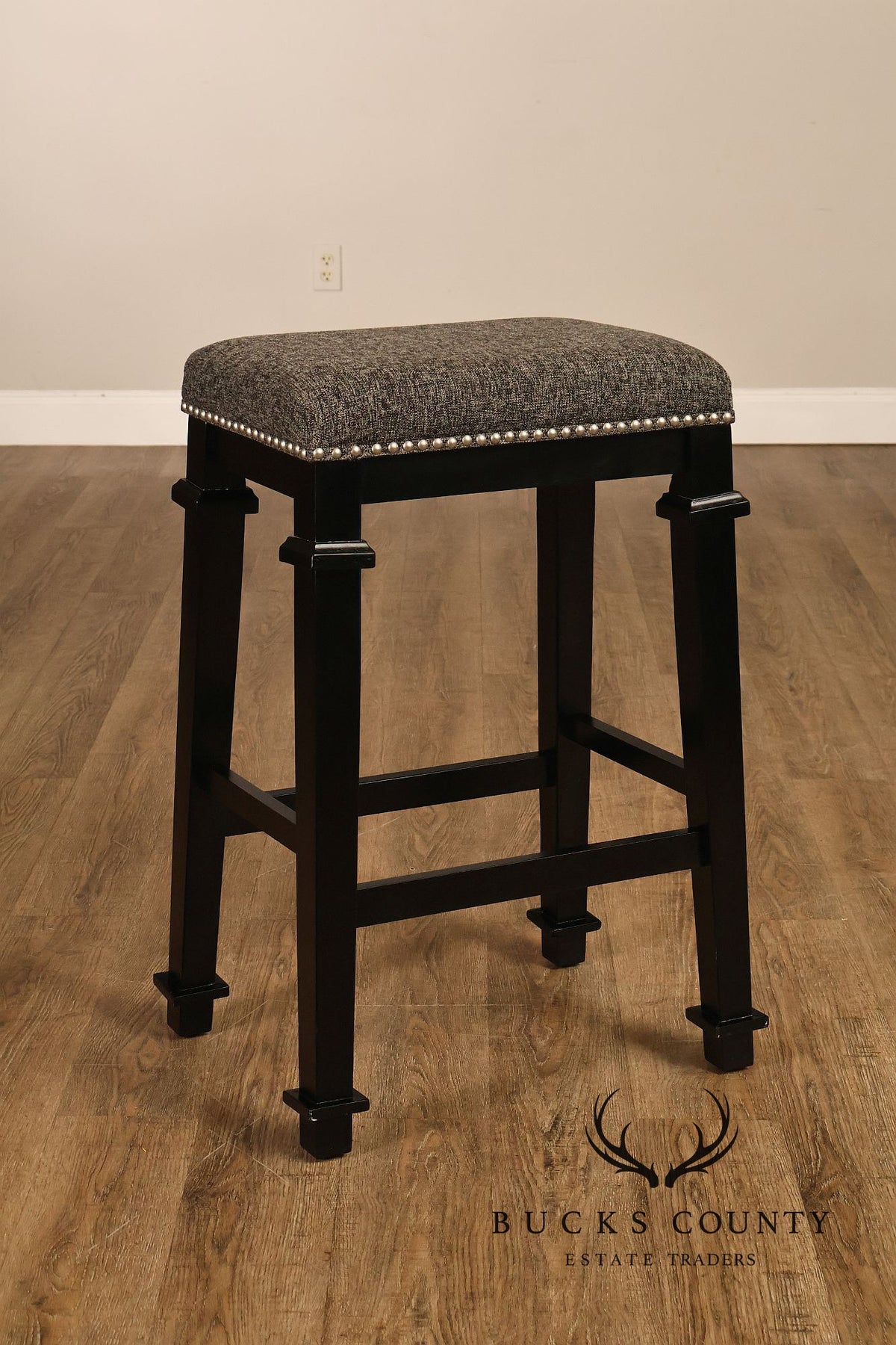 Linon Home Decor Set Of 4 Black Wood Upholstered Counter Stools