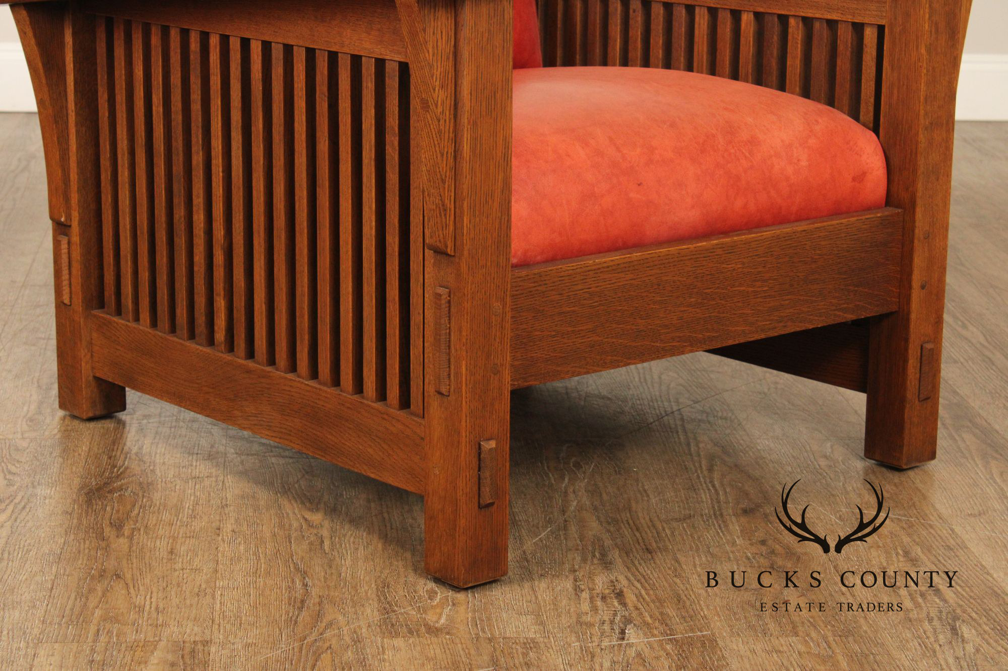 Stickley Mission Oak Collection Bow Arm Morris Chair and Ottoman