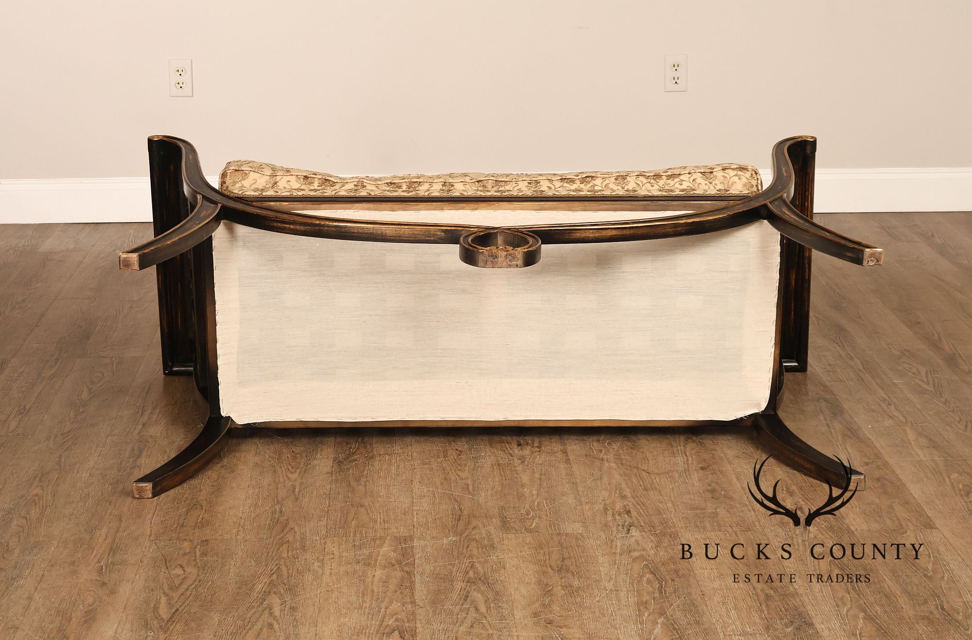 Armando Rho Regency Style Settee Bench Black and Gold