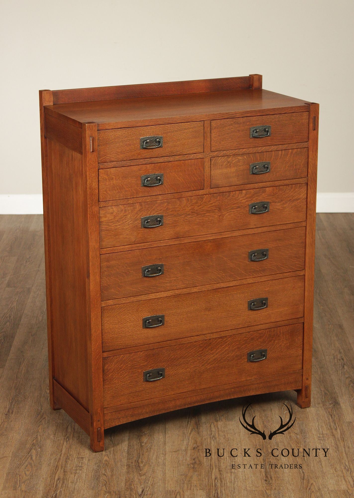 Stickley Mission Collection Oak Tall Chest Of Drawers