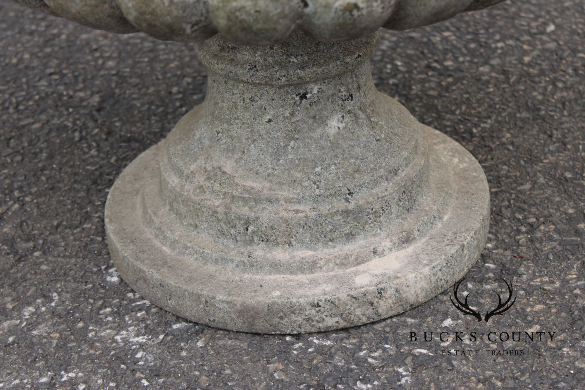 Cast Stone Vintage Pair Garden Urn Planters